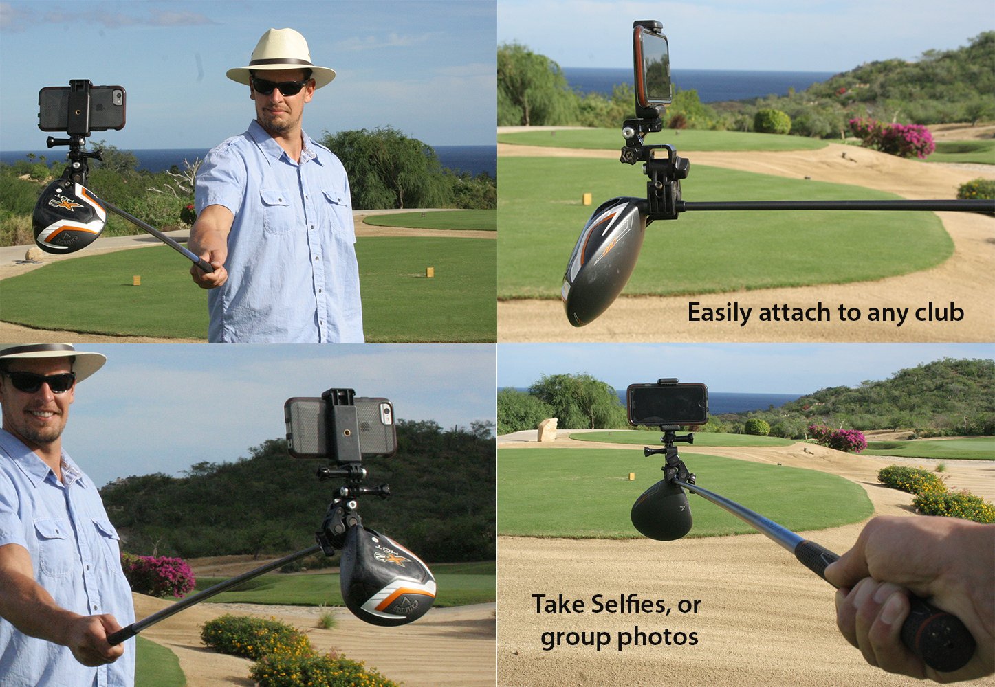 Universal Smartphone Mount for Golf - Record Your Putts on The Green from The Pin, Compatible with iPhone, Android & GoPro Hero 4 (Blue) | Perfect for Golf Practice, Swing Analysis & Course Vlogging
