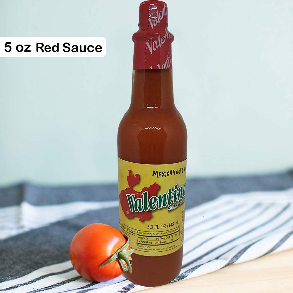 Valentina Salsa Picante Hot Sauce - Authentic Mexican Red Pepper Spice Mix - 5oz (148ml) Bottle - Perfect for Chips, Tacos, Burgers & Mexican Cuisine - Adds Flavor to Snacks, Fast Food & Home Cooking