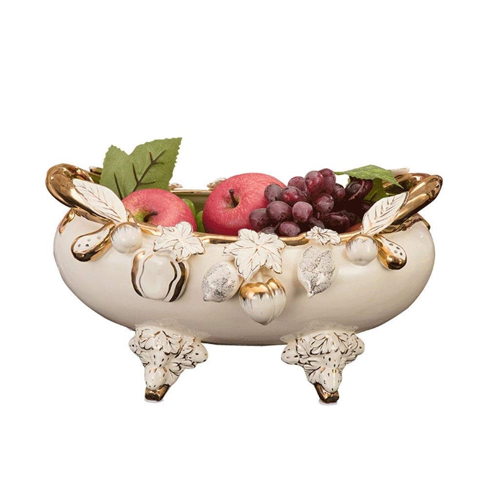 European Ceramic Fruit Plate - Large Decorative Bowl for Fruits, Home Decor, Living Room, Wedding & Housewarming Gift | Perfect for Dining Table, Kitchen Counter, Party Serving & Centerpiece