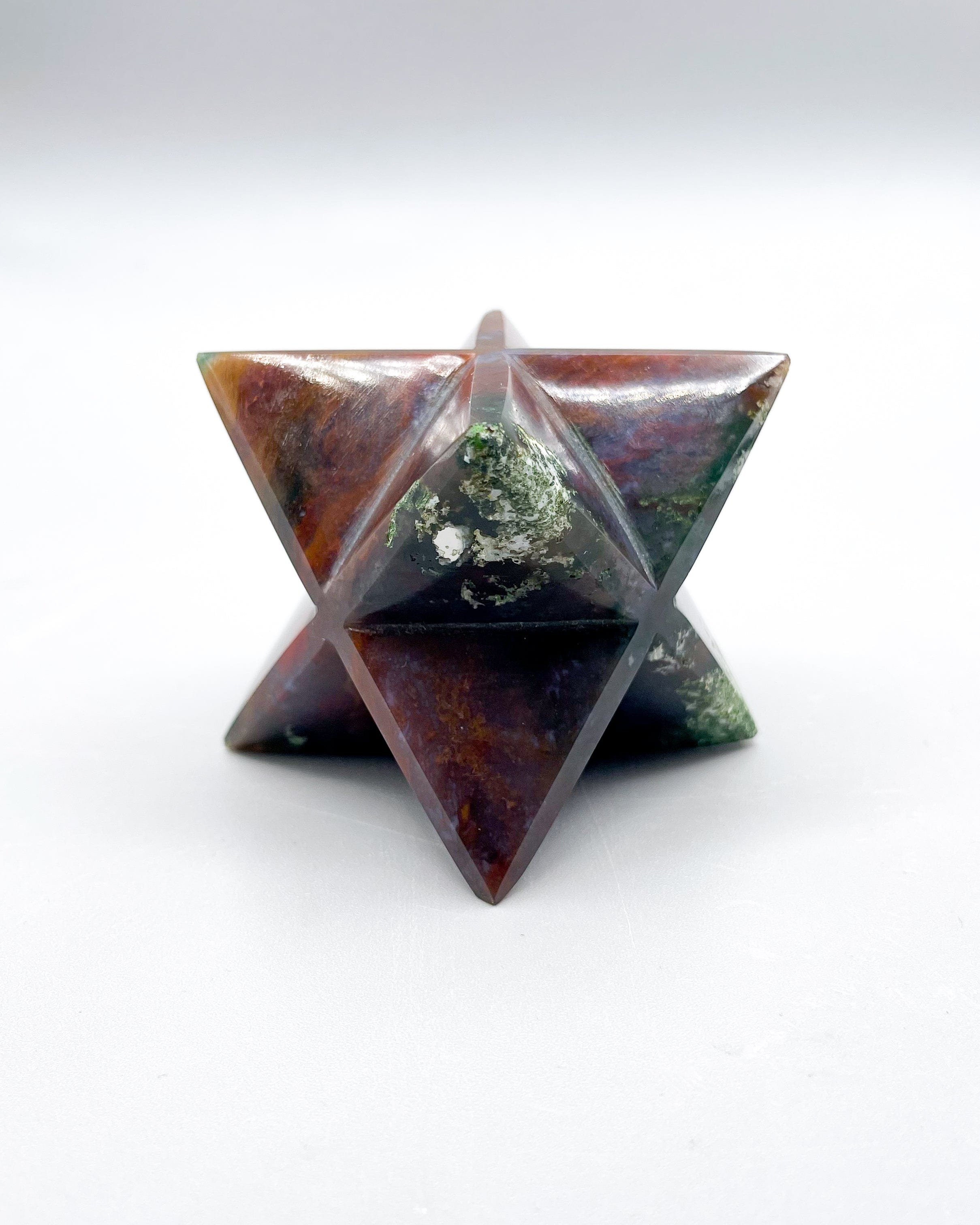 Natural Bloodstone Merkabah Crystal Carving - Healing Stone for Meditation, Chakra Balancing & Spiritual Growth | Perfect for Yoga, Reiki & Energy Work