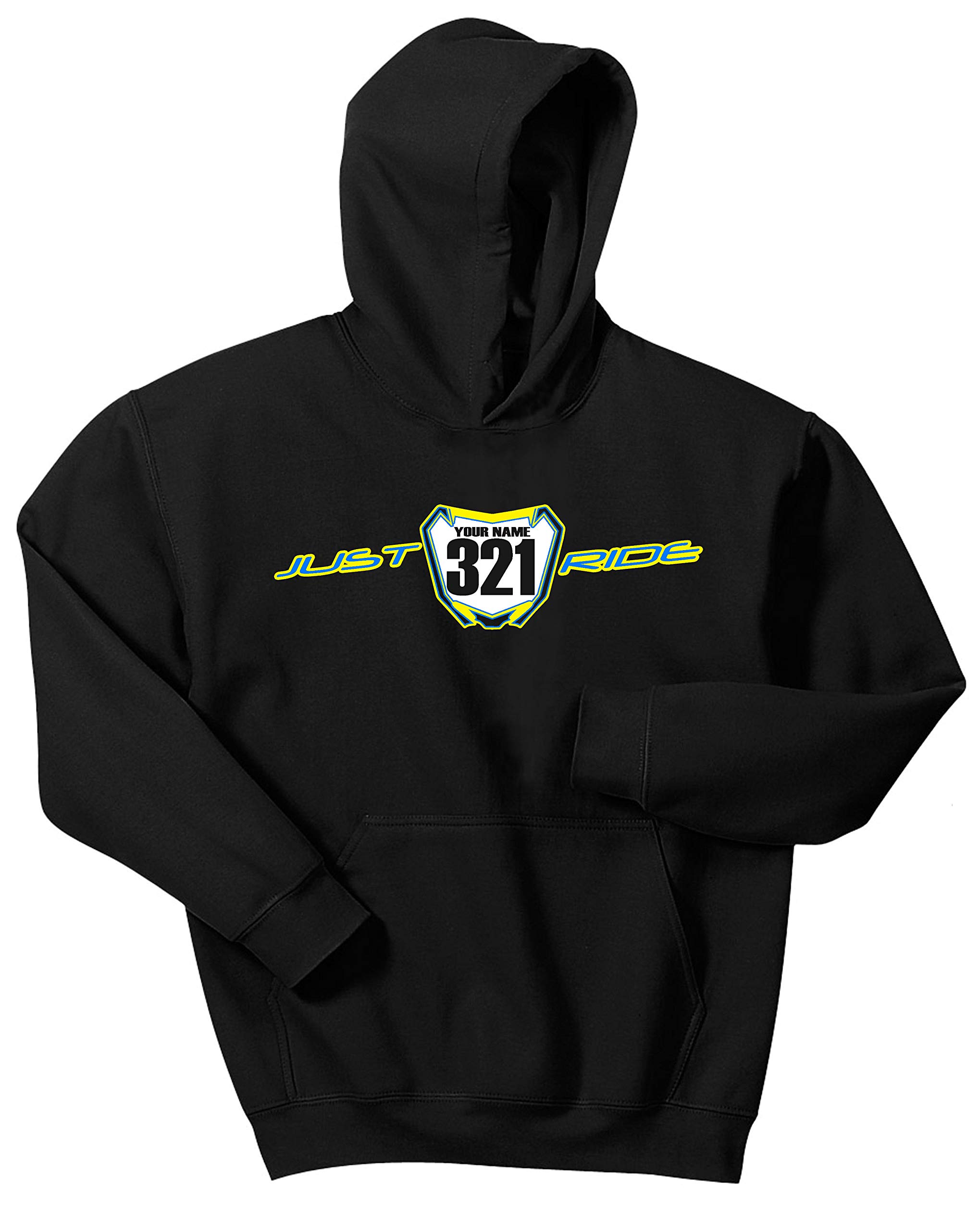 Custom Personalized Motocross Number Plate Hoodie - Just Ride Sweatshirt for MX Racing & Off-Road Biking - RMZ Motocross Gear for Fans & Riders