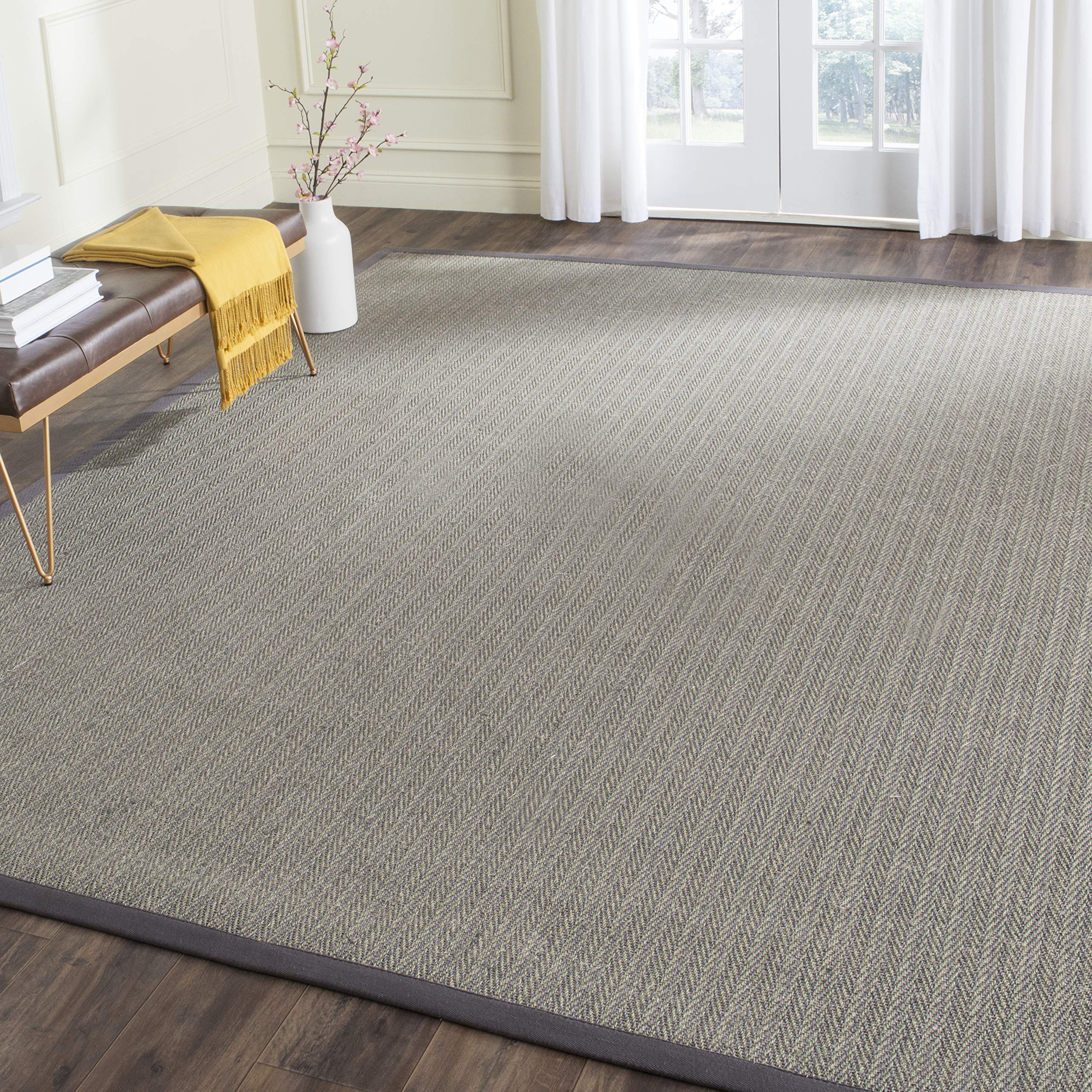 SAFAVIEH Natural Fiber Collection 6' x 9' Area Rug - Grey Brown & Grey Herringbone Sisal Design, Easy Care & Durable for High Traffic Areas | Perfect for Living Room, Bedroom, Dining Room & Home Office (NF444A)