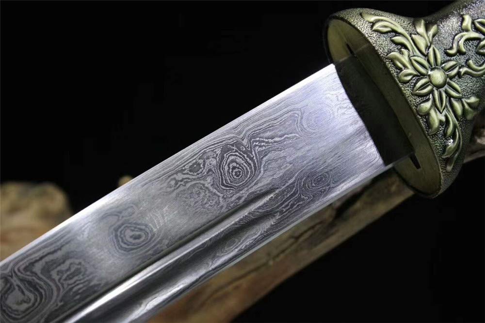 Hand-Forged Damascus Steel Full Tang Chinese Dao Sword with Tiger Handle - Perfect for Martial Arts Training, Collecting & Home Decor