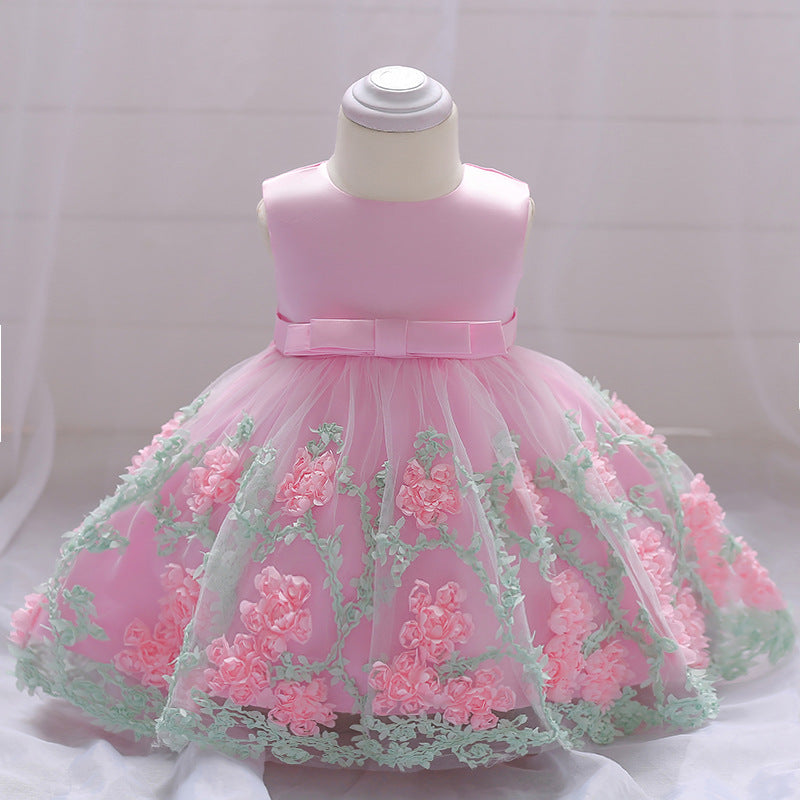 Elegant Satin Flower Girl Dress with Ruffles - Sleeveless Flower Girl Gown for Weddings, Baptisms & Special Occasions