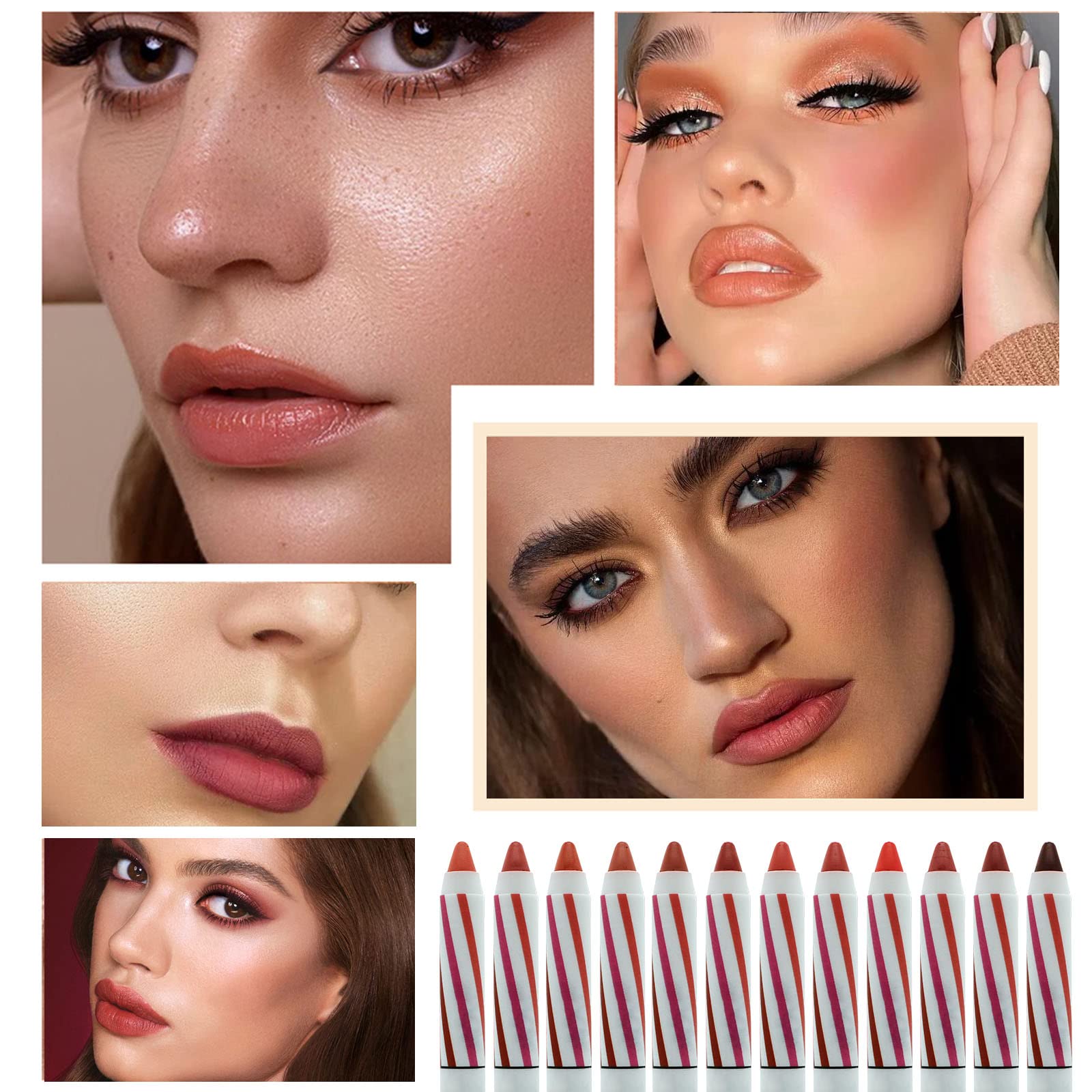 2-Piece Cheek Plumper & Velvet Silk Lip Gloss Set - Long Lasting Lip Liner Pencil & Lip Tint Makeup Kit for Beginners | Perfect for Date Night, Parties & Everyday Glam