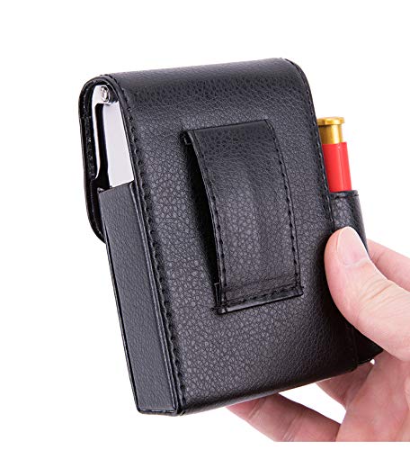 Lelesta PU Leather Cigarette Case with Lighter Holder - Black Lychee Pattern for Women | Portable Smoking Accessory