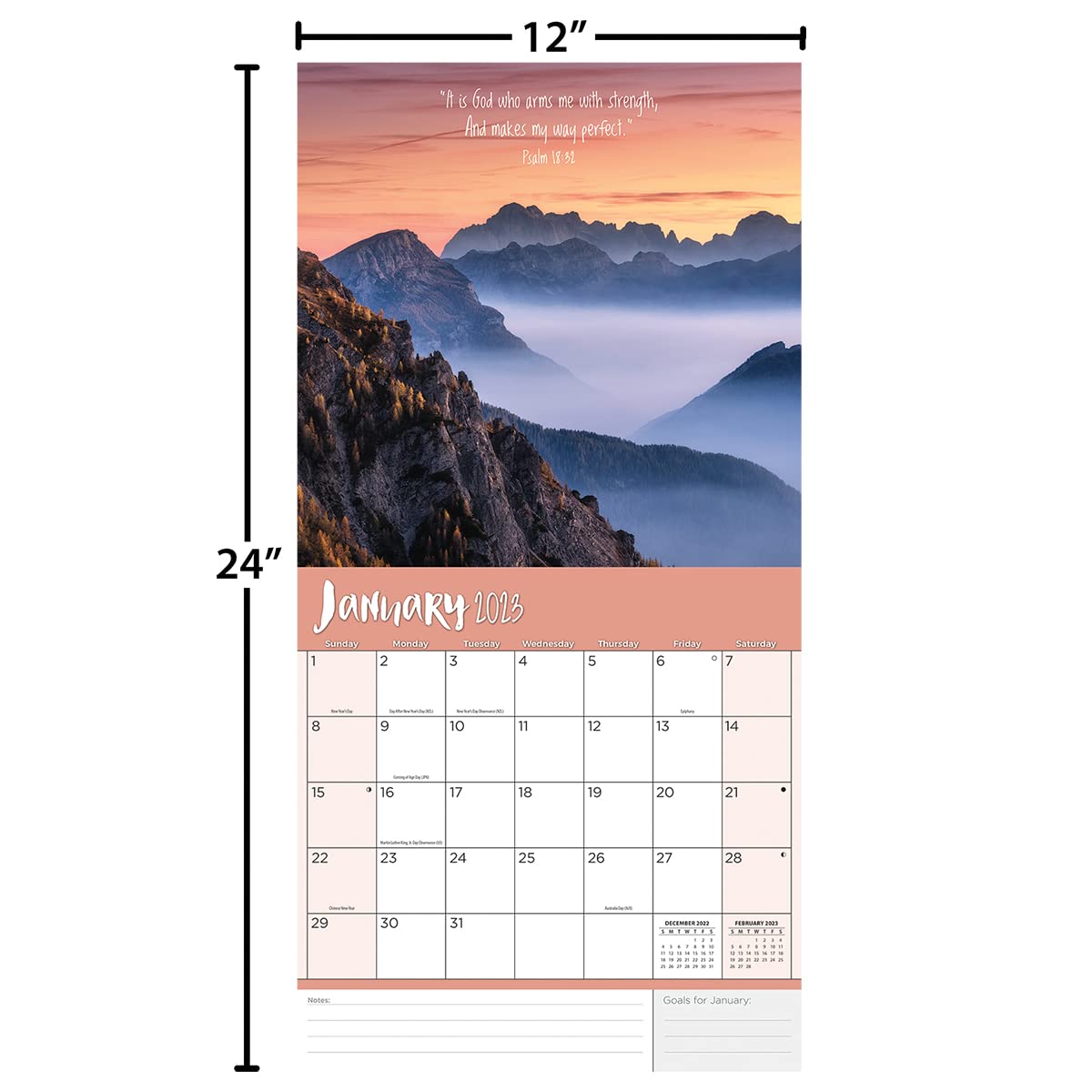 Turner Photographic Psalms 12x12 Wall Calendar 2024 - Inspirational Christian Photo Calendar for Home & Office Decor - Perfect for Gifts, Daily Planning, and Spiritual Reflection