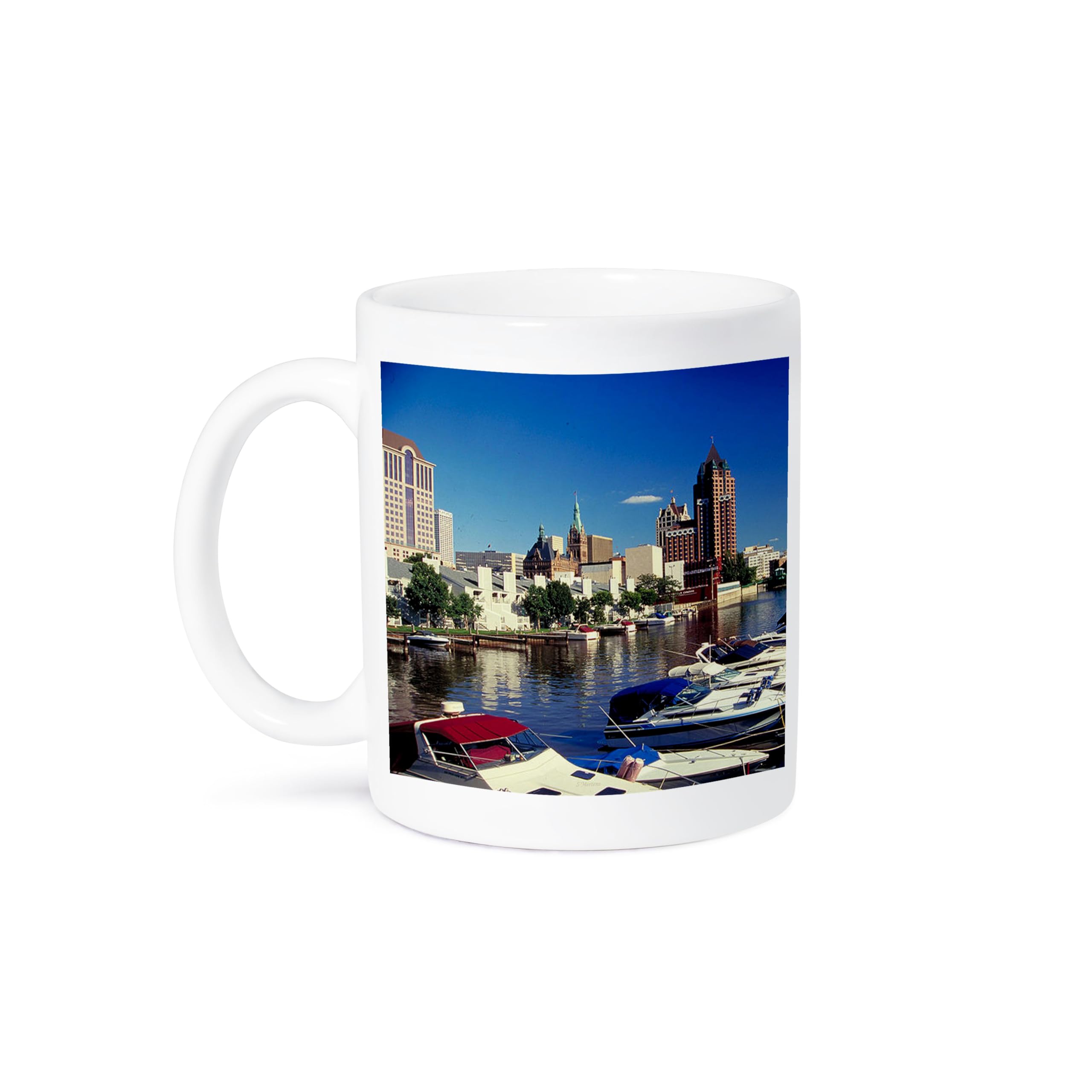 3dRose Boating in Milwaukee 15-Ounce Ceramic Coffee Mug - Perfect for Office, Home & Travel Use - Gift Idea for Tea & Coffee Lovers