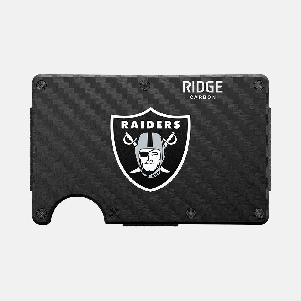 Ridge Wallet Las Vegas Raiders Edition - Slim Carbon Fiber 3K RFID Blocking Wallet for Men - Perfect for Everyday Carry, Travel & Gifts