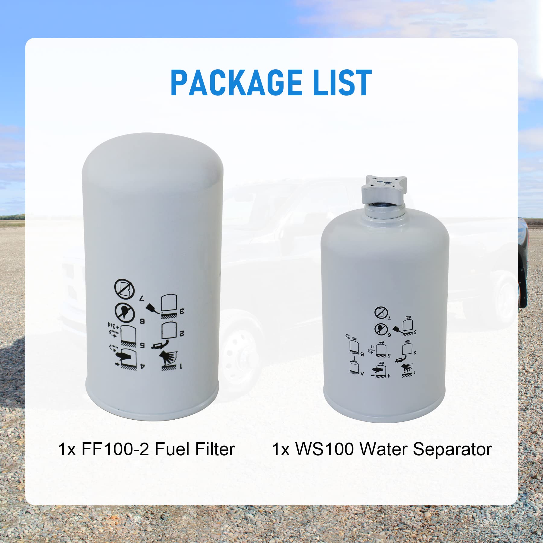 Dodge Ram Cummins Fuel Filter & Water Separator Replacement - FF100-2 & WS100 Compatible - Heavy Duty Diesel Engine Protection for Off-Road & Towing
