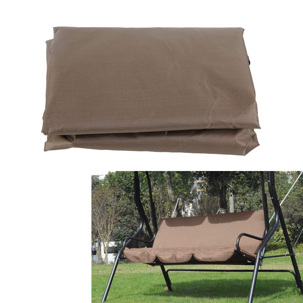 Waterproof Swing Seat Cushion Cover Replacement - 59.1x19.7x3.9in Brown Polyester Taffeta Fabric for Outdoor Swing Chair, Bench & Hammock - Garden, Yard, Park & Patio Protection (3-Seat Size)