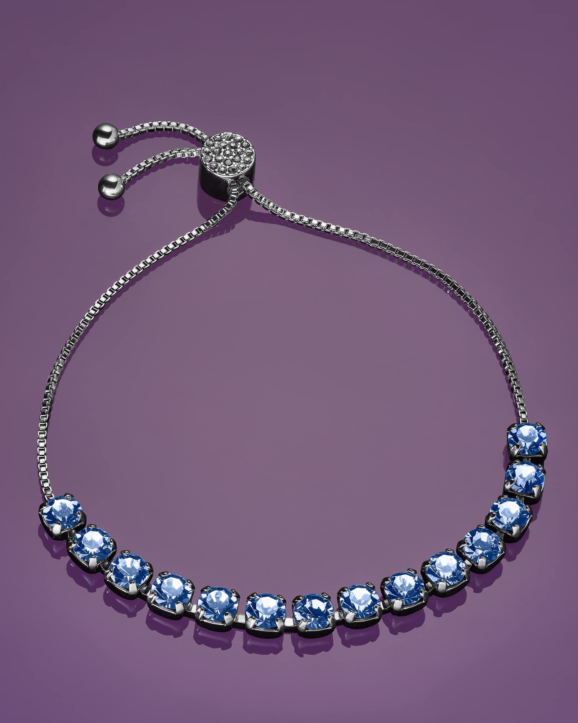 INSPIRED VOICES Adjustable Lariat Tennis Bracelet for Women - Sparkling Rhinestone Crystal Bracelet in Blue, Pink, Purple | Perfect for Parties, Weddings & Everyday Elegance