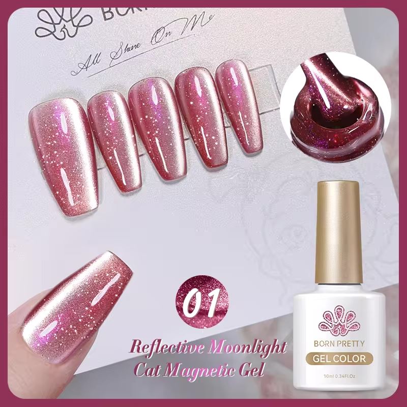 Moonlight Diamond Reflective Cat Eye Magnetic Gel Nail Polish - Born Pretty Long Lasting UV LED Soak Off Manicure Set for Salon & Home Nail Art (Perfect for Parties, Weddings & Special Occasions)