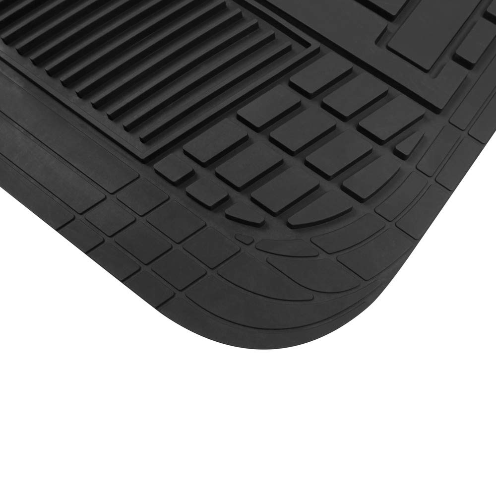 Premium BDK Rubber Car Floor Mats - All Weather, Waterproof, 4-Piece Set with Sporty Two-Tone Design - Universal Fit for Cars, SUVs & Trucks - Durable Carpet Protector for Daily Commute, Road Trips & Off-Road Adventures