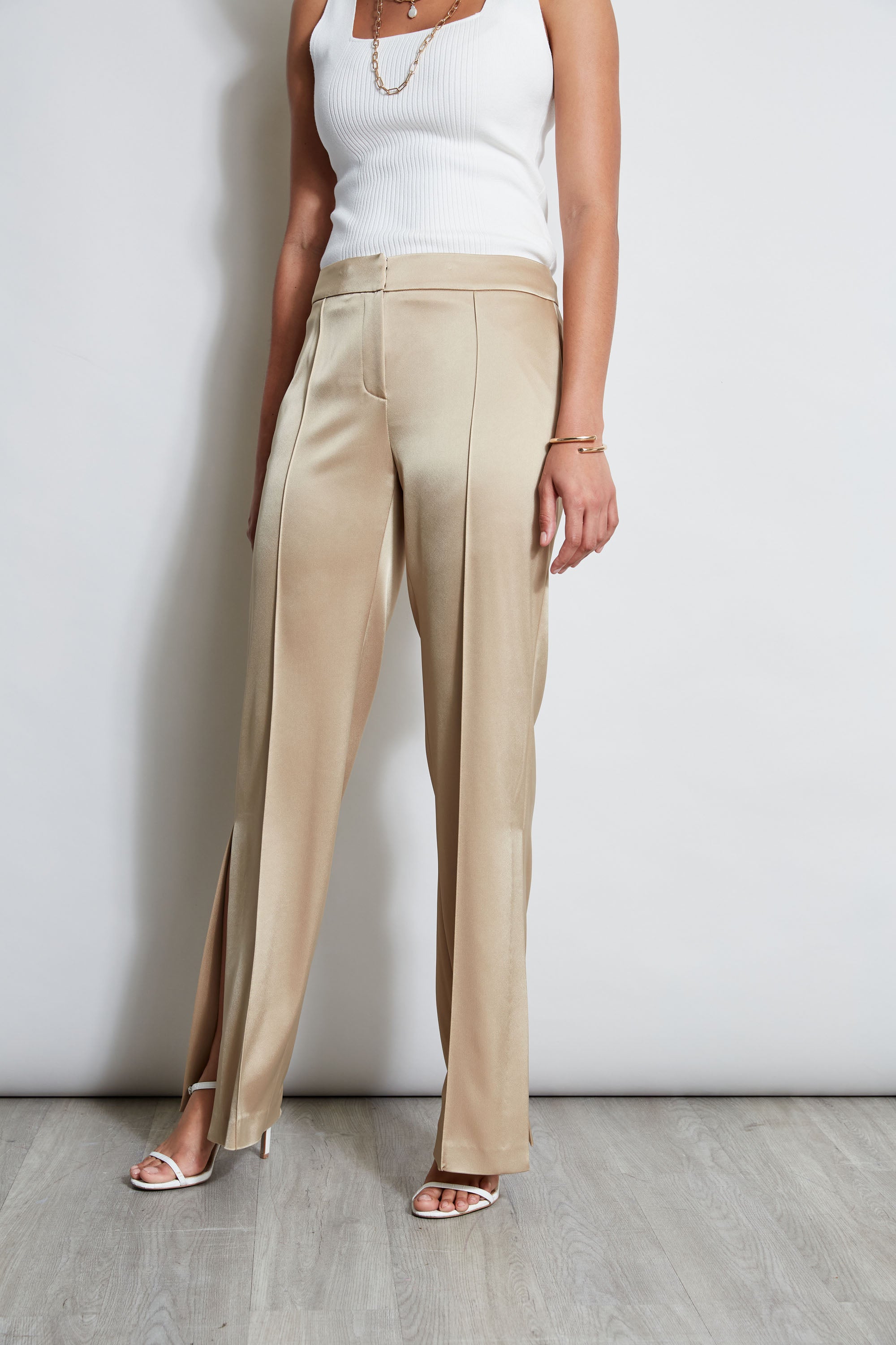 Elegant Satin High Slit Pants for Women - Comfortable & Stylish Lounge Pants for Home, Party, or Date Night
