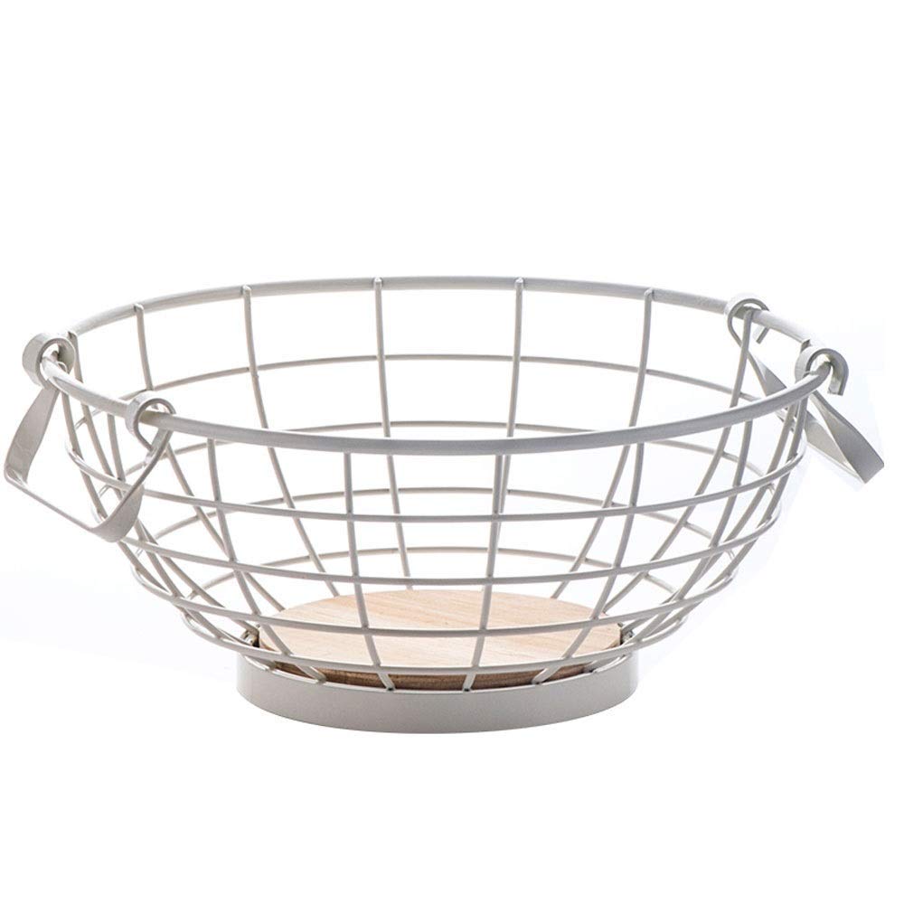 HTLLT Wrought Iron Metal Fruit Bowl Basket - Rust-Proof Galvanized Storage for Kitchen, Living Room | Perfect for Organizing Fruits, Vegetables, Bread & Home Decor