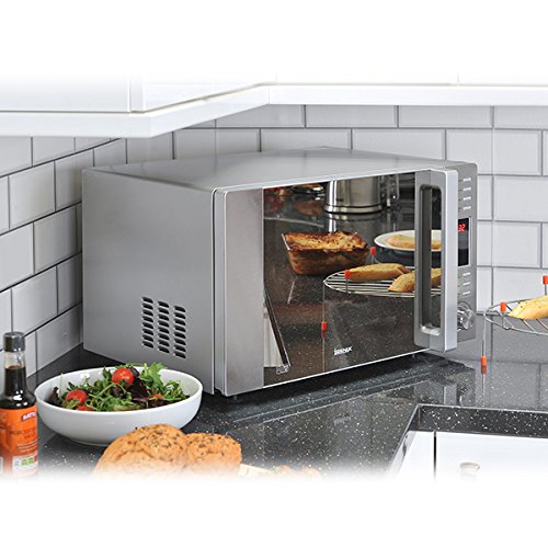 Igenix IG3091 30L Stainless Steel Digital Microwave Oven with Grill & Convection - 900W, 5 Power Levels, 10 Auto Menus, 95-Min Timer | Perfect for Baking, Grilling & Quick Meals in Small Kitchens