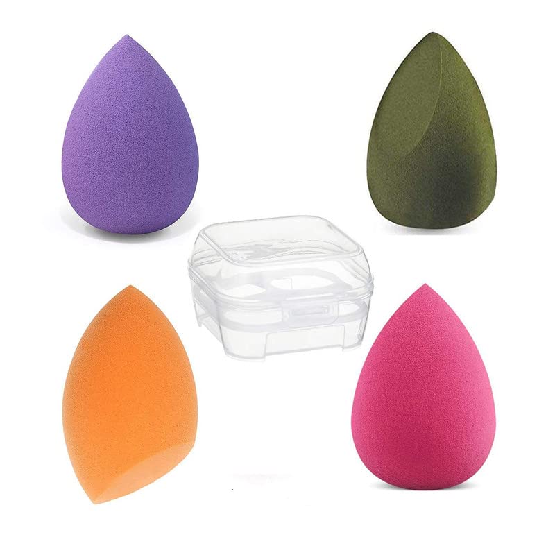 FAMEZA 4-Piece Professional Makeup Sponge Set - Beauty Blender for Flawless Foundation, Cream, Powder & Liquid Application | Includes Egg Case & Storage Box | Perfect for Daily Makeup, Travel & Professional Use