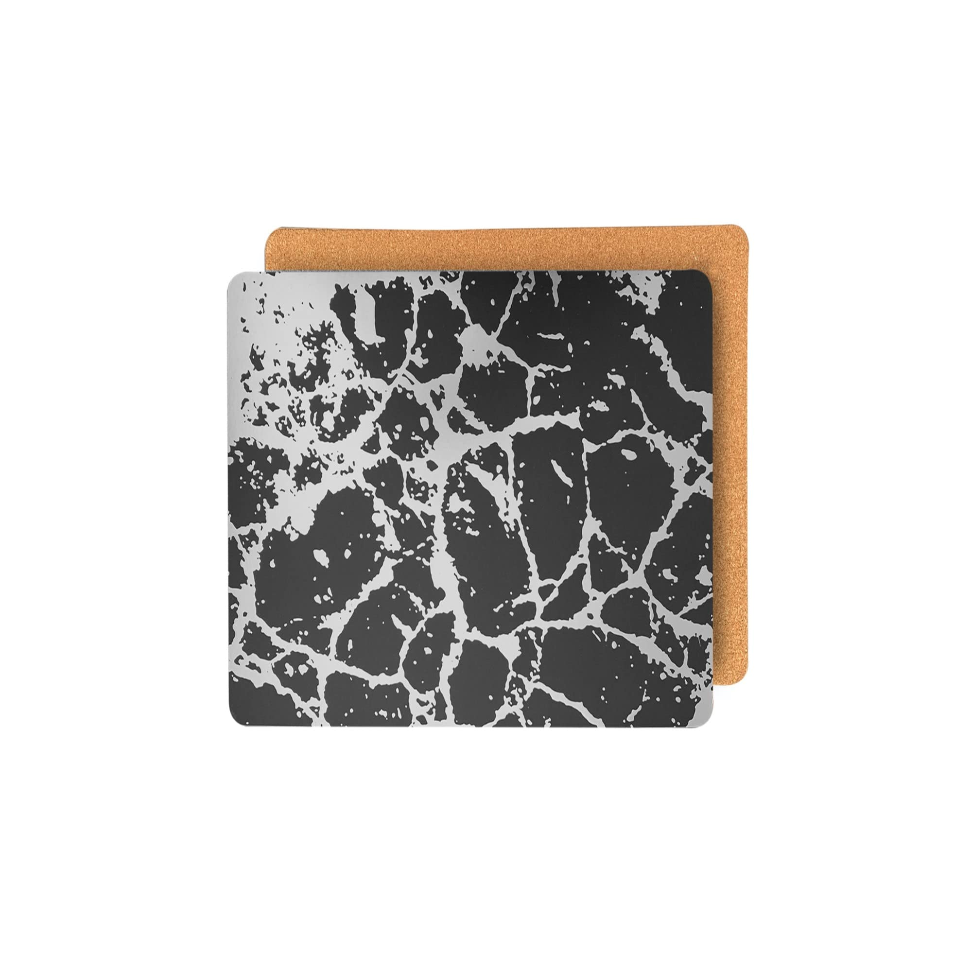 Elegant Black Silver Marble Square Cork Placemats Set of 2 - 15x15 Inch Heat Resistant, Non-Slip & Easy Clean Dining Table Mats - Perfect for Modern Home Decor, Dinner Parties & Stylish Kitchen Protection