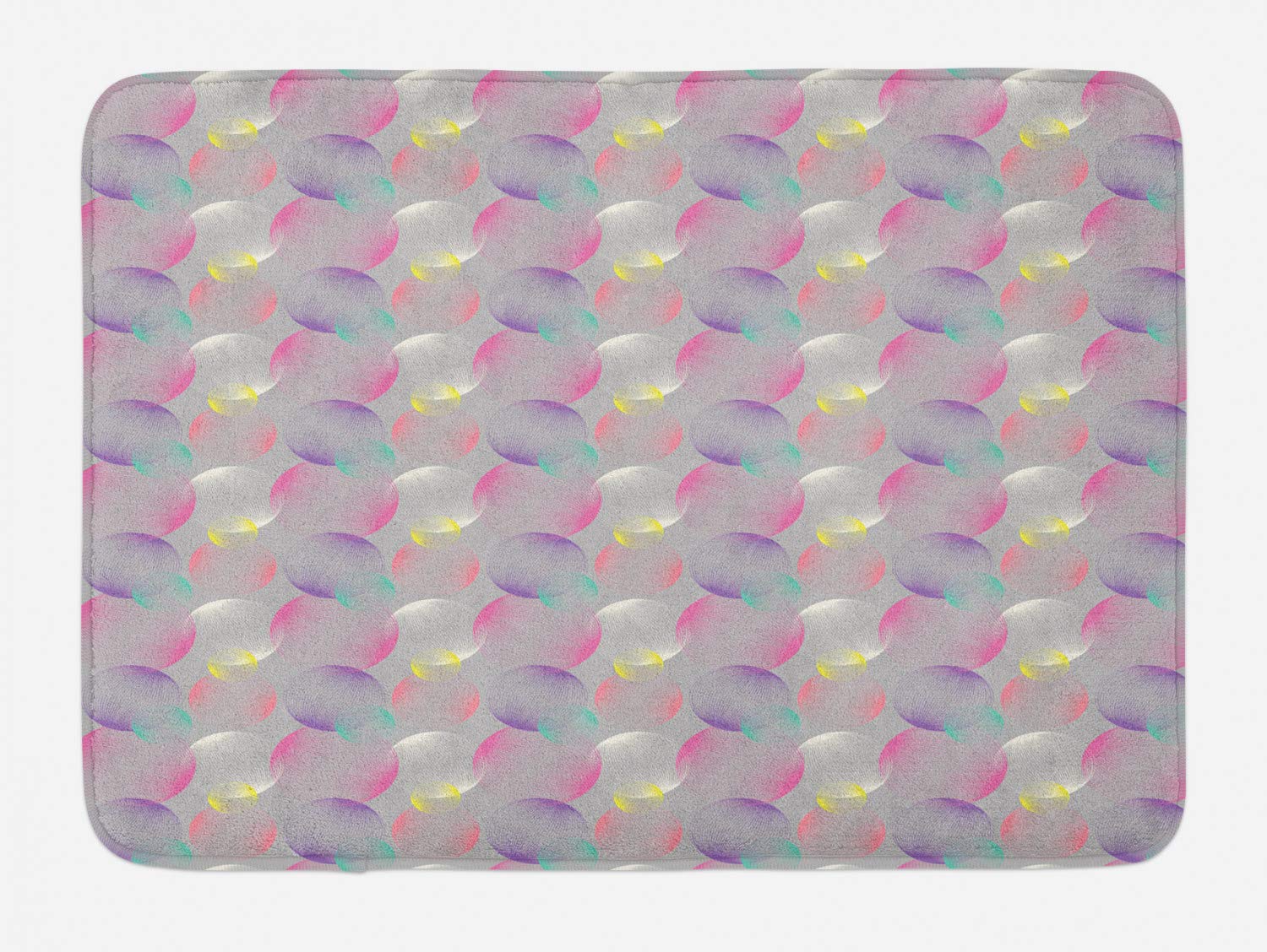 Ambesonne Non-Slip Plush Bath Mat - Modern Abstract Striped Circles Design, 30.2