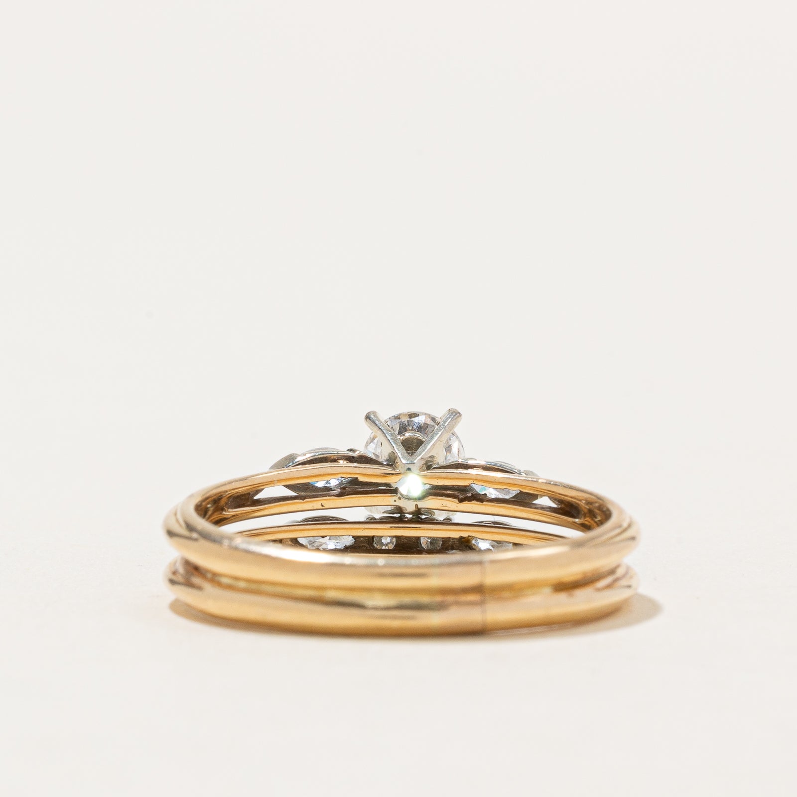 0.61ctw Diamond Wedding Ring Set for Women - 14K White Gold Soldered Bridal Band - Size 8.5 - Perfect for Engagement, Anniversary & Special Occasions
