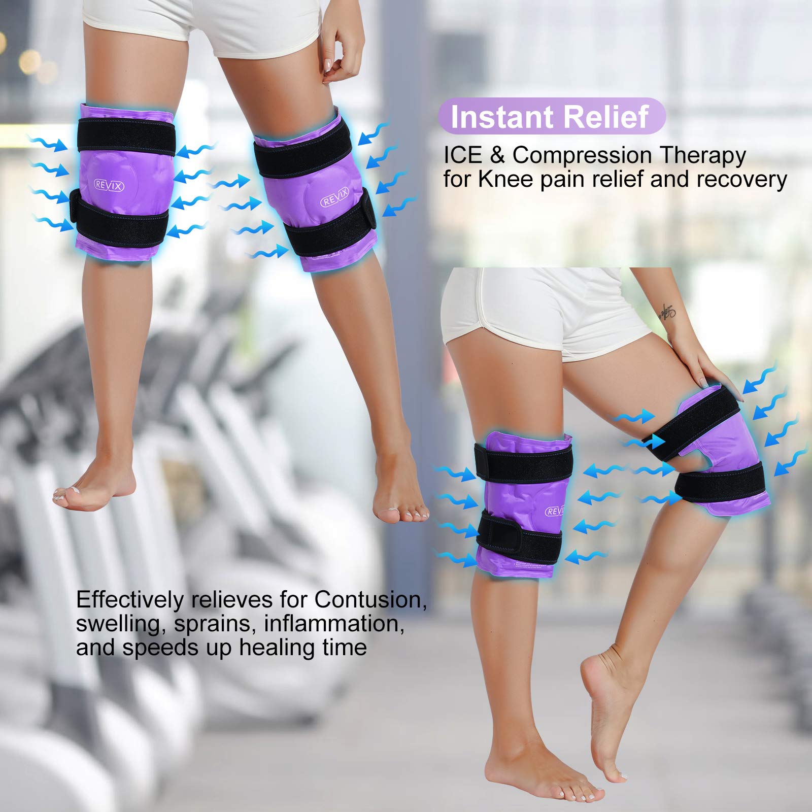 REVIX XL Knee Ice Wrap - Reusable Gel Ice Pack for Knee Pain Relief, Injuries & Recovery - Perfect for Sports, Arthritis & Post-Surgery Use