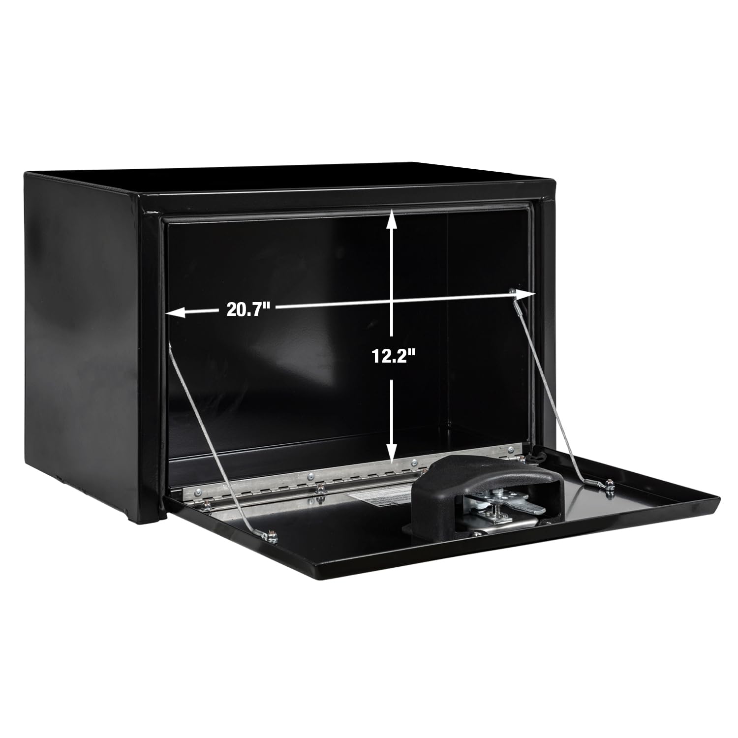 Buyers Products 1703322 Black Steel Underbody Truck Tool Box with Lockable T-Handle Latch - 15 x 13 x 24 Inch - Heavy Duty Truck Bed Storage Box - Made in USA - Secure Tool Chest for Pickup Trucks, Work Vans & Commercial Vehicles - Ideal for Construction Tools, Equipment & Roadside Emergency Gear