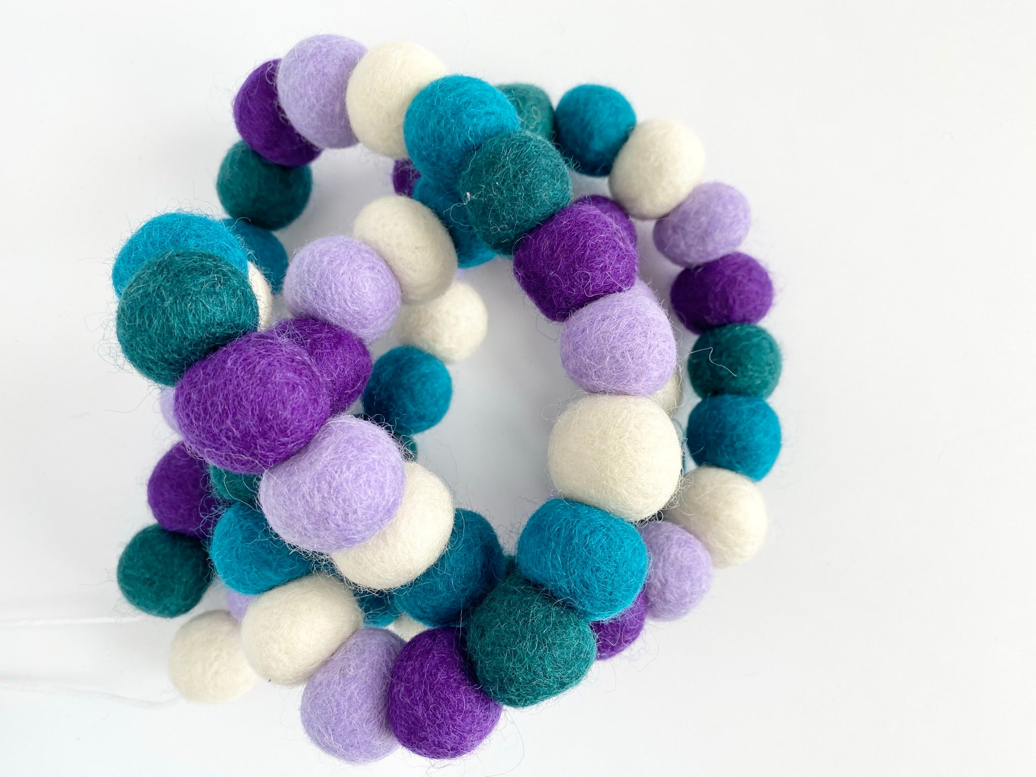 Vibrant Purple & Blue Felt Ball Garland - Handmade Wool Decoration for Nursery, Wedding, Party & Home Decor - Perfect for Baby Showers, Christmas Tree, Wall & Mantel Decorations