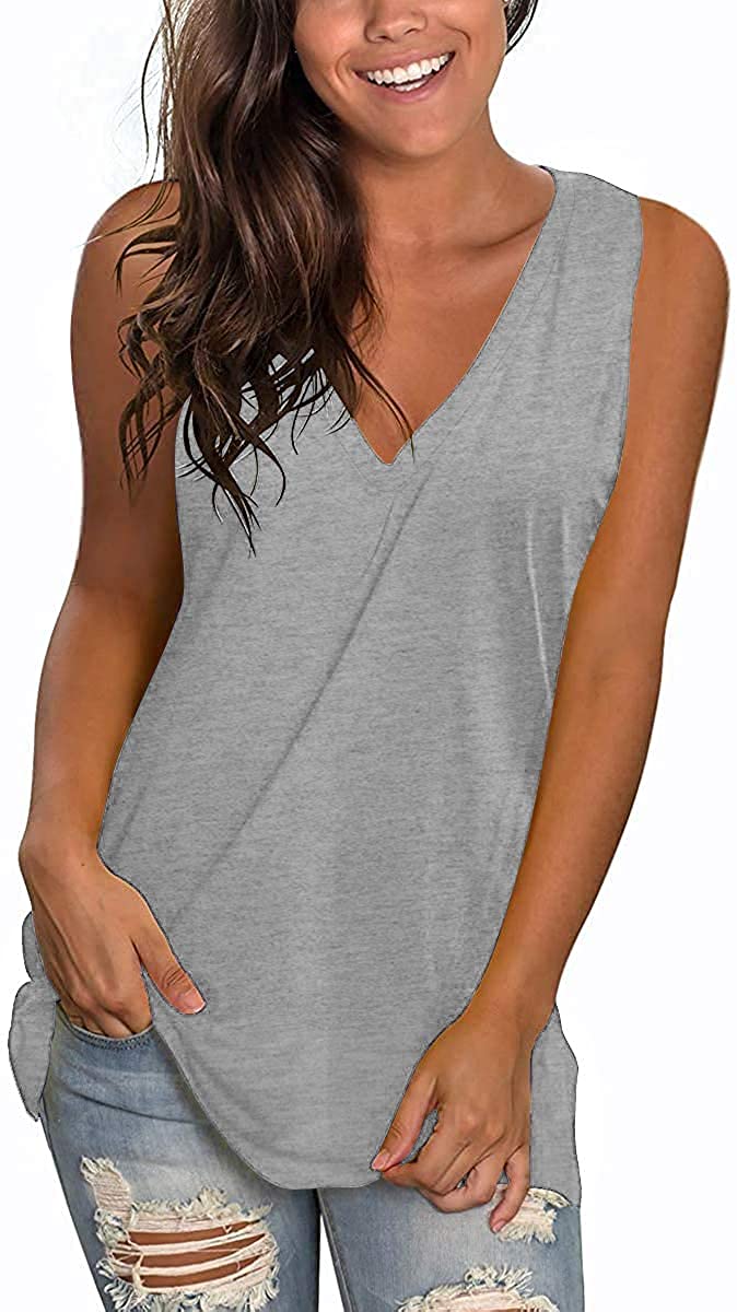 LaLaLa Women's V-Neck Casual Tank Tops - Loose Fit Sleeveless Summer Blouses for Women | Perfect for Beach, Vacation & Everyday Wear