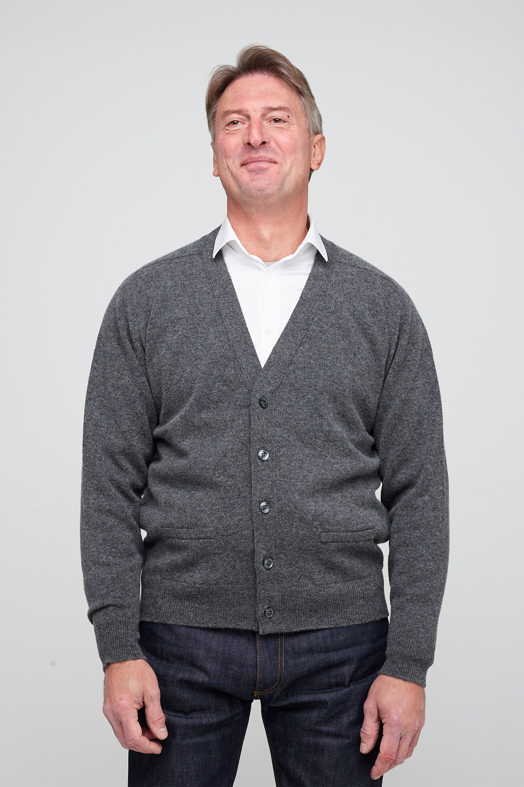 Premium Men's Lambswool Cardigan Sweater - Soft Grey Knit Pullover for Winter Warmth | Cozy Casual Wear for Office, Dates & Outdoor Activities