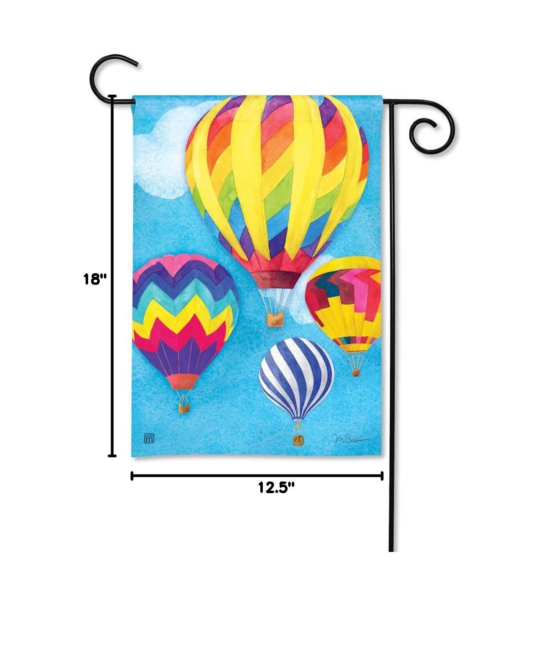 BreezeArt Studio M Up and Away Summer Hot Air Balloons Garden Flag - Premium Quality 12.5x18 Inch Decorative Outdoor Flag for Patio, Yard & Seasonal Decor