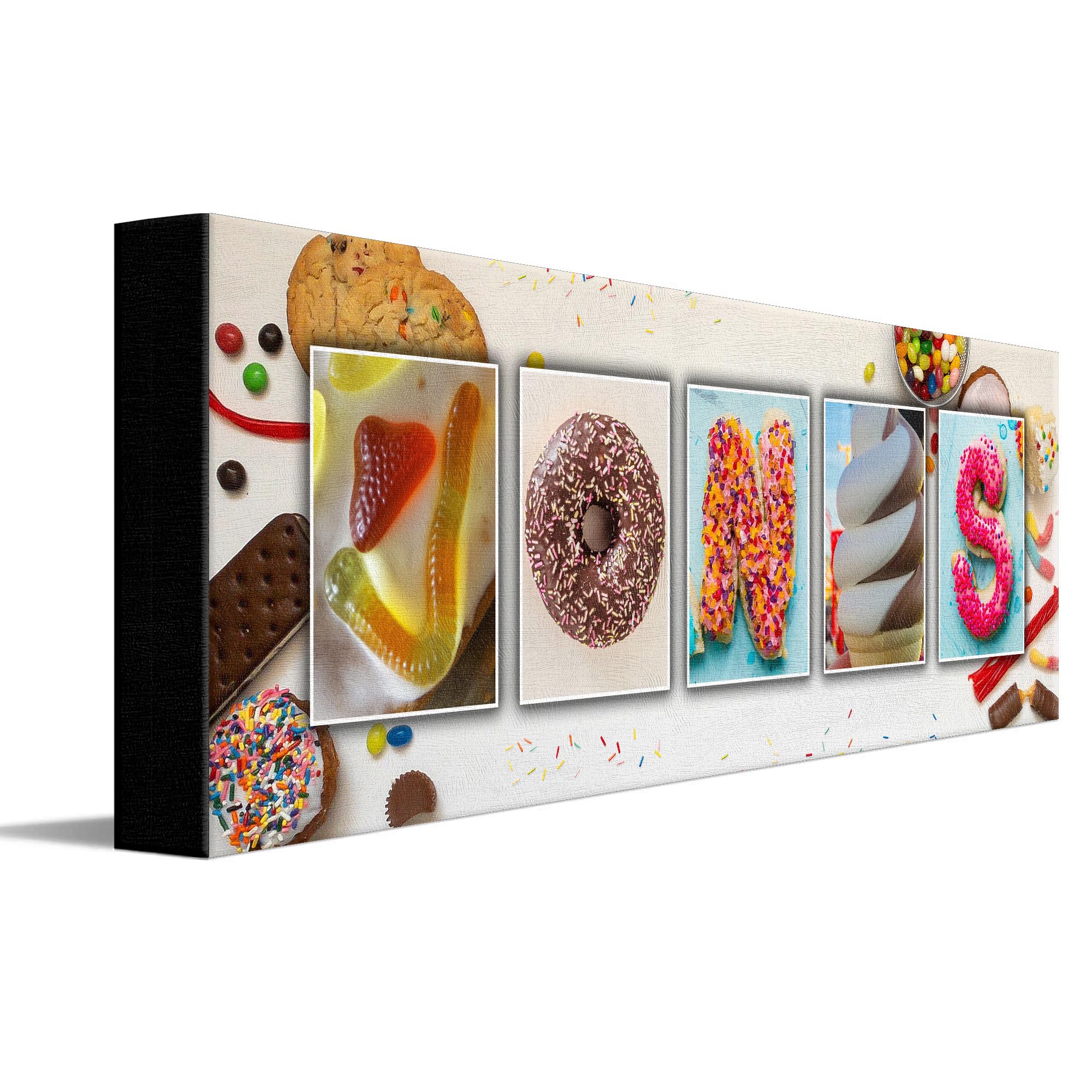 Personalized Candy Name Art - Custom Sweet Dessert Gift for Birthdays & Parties (6.5x18 Inch Block Mount) - Perfect for Baby Showers, Wedding Favors & Home Decor