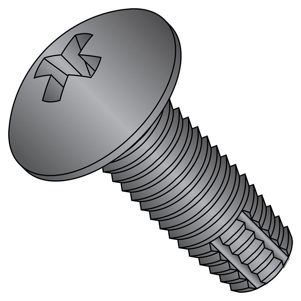 Small Parts 1006FPTBZ Black Zinc Plated Steel Thread Cutting Screw, Truss Head, Phillips Drive, Type F, #10-24, 3/8
