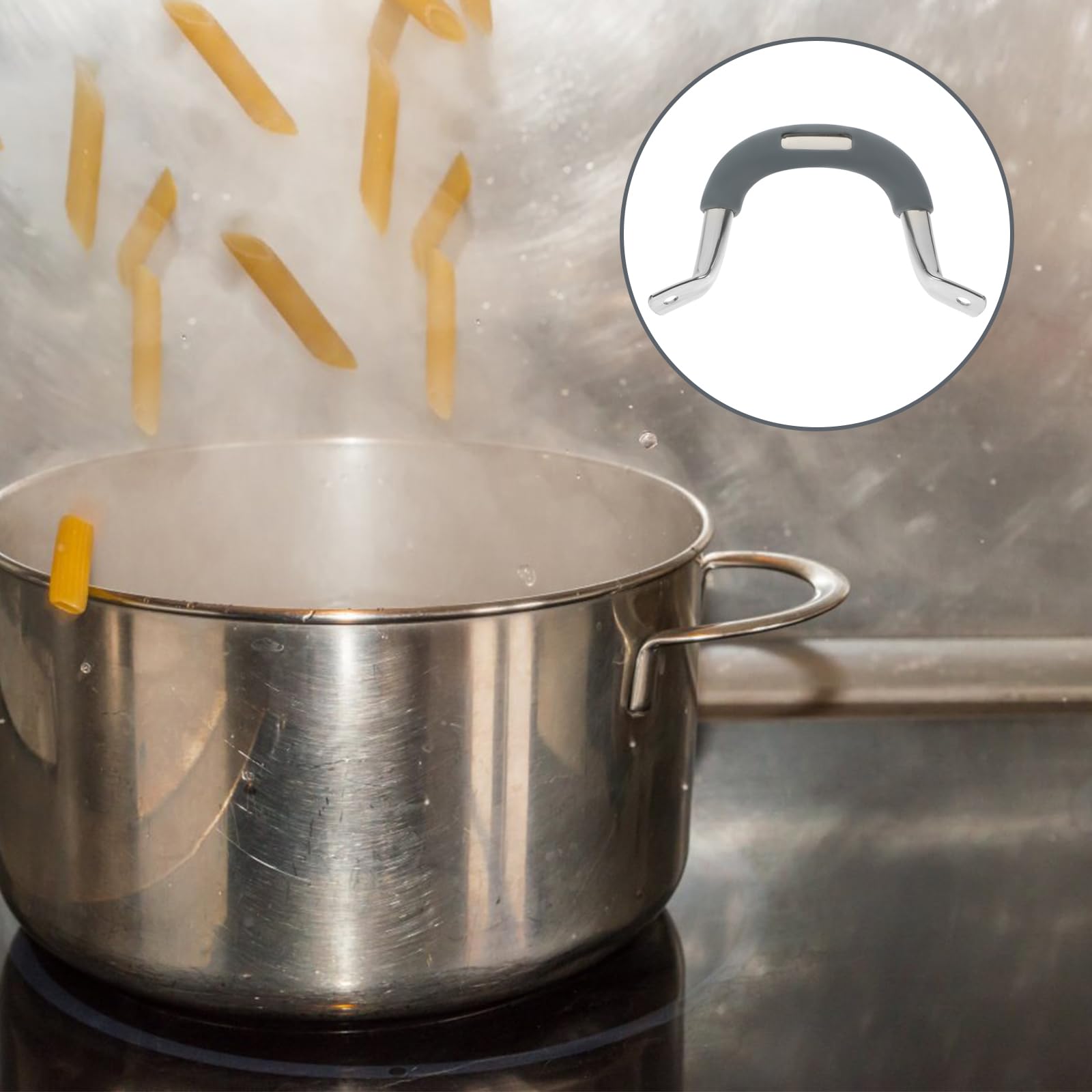 IMIKEYA Heat-Resistant Pot Handle - Stainless Steel Side Handle for Pots, Pans & Woks - Ergonomic & Secure Grip for Cooking, Frying & Stir-Frying
