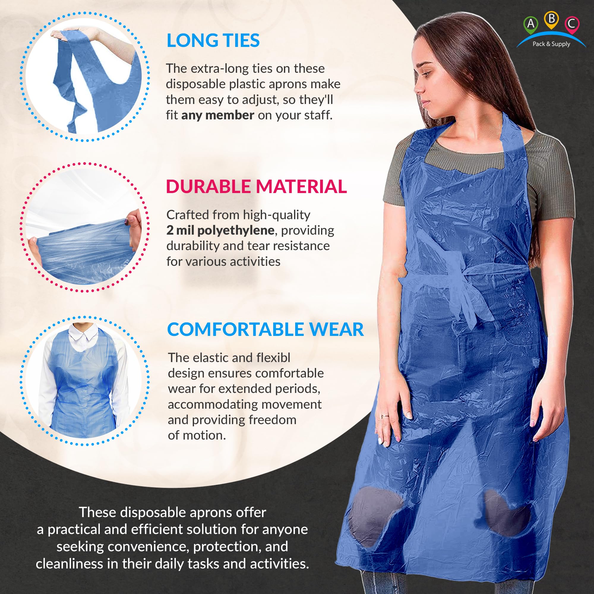 ABC PACK & SUPPLY Disposable Plastic Aprons for Adults, 28