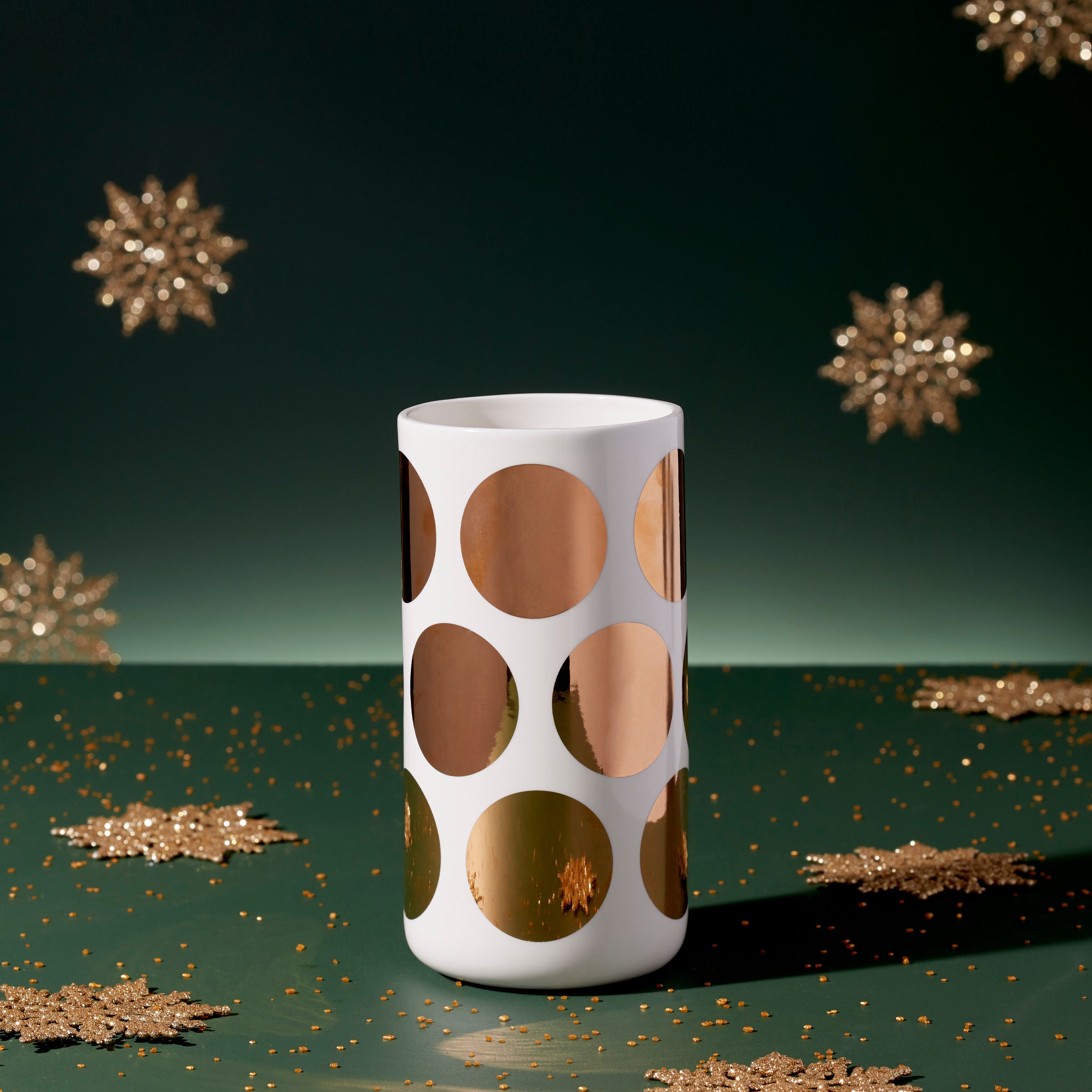 On The Dot Tall Gold Dot Vase - Elegant Floral Centerpiece for Home Decor, Wedding & Party Arrangements