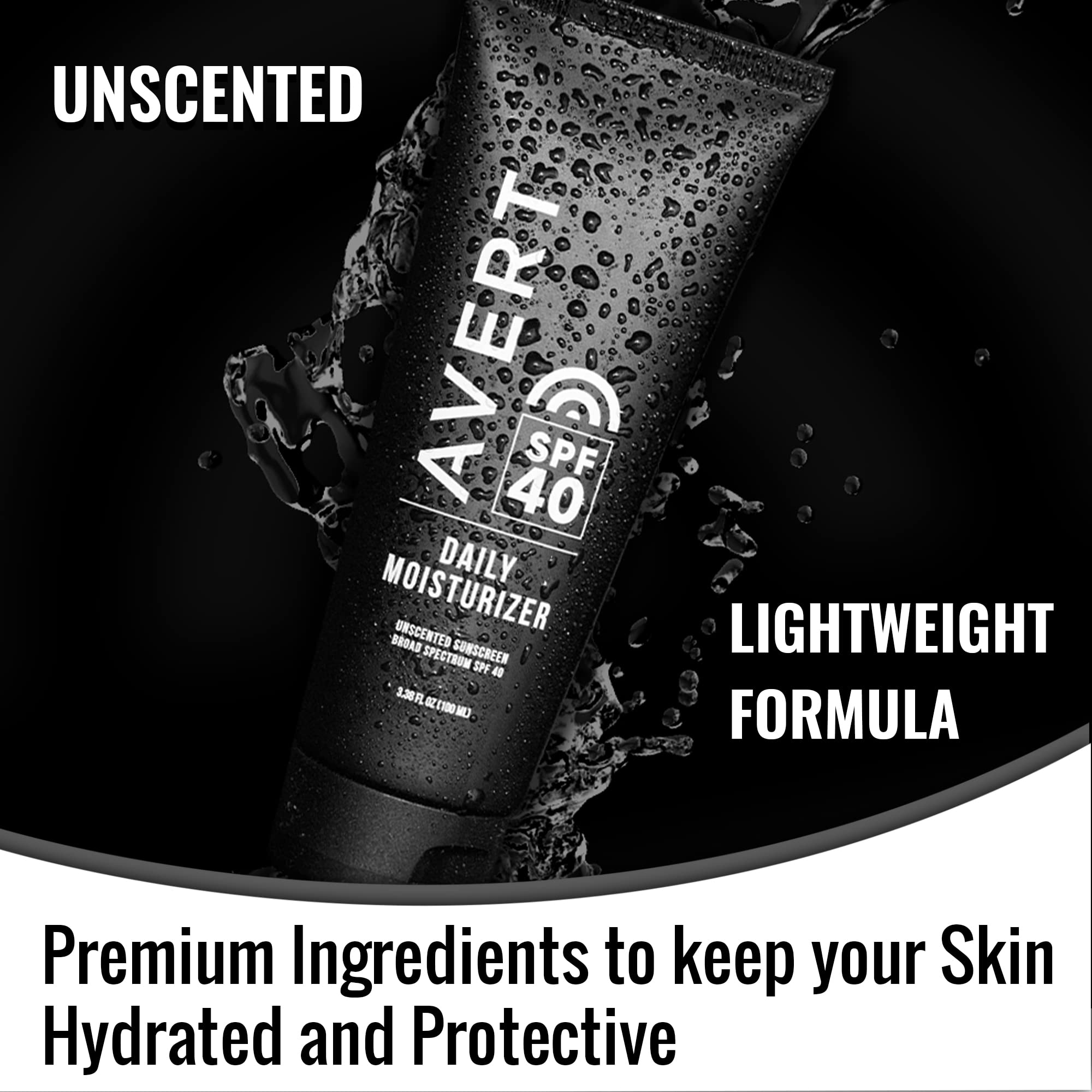 AVERT SPF 40 Moisturizing Face Sunscreen - Unscented, Octinoxate & Oxybenzone Free, Ultra Lightweight, No White Cast, Travel Size | Daily Sun Protection for Sensitive Skin, Perfect for Outdoor Activities & Travel