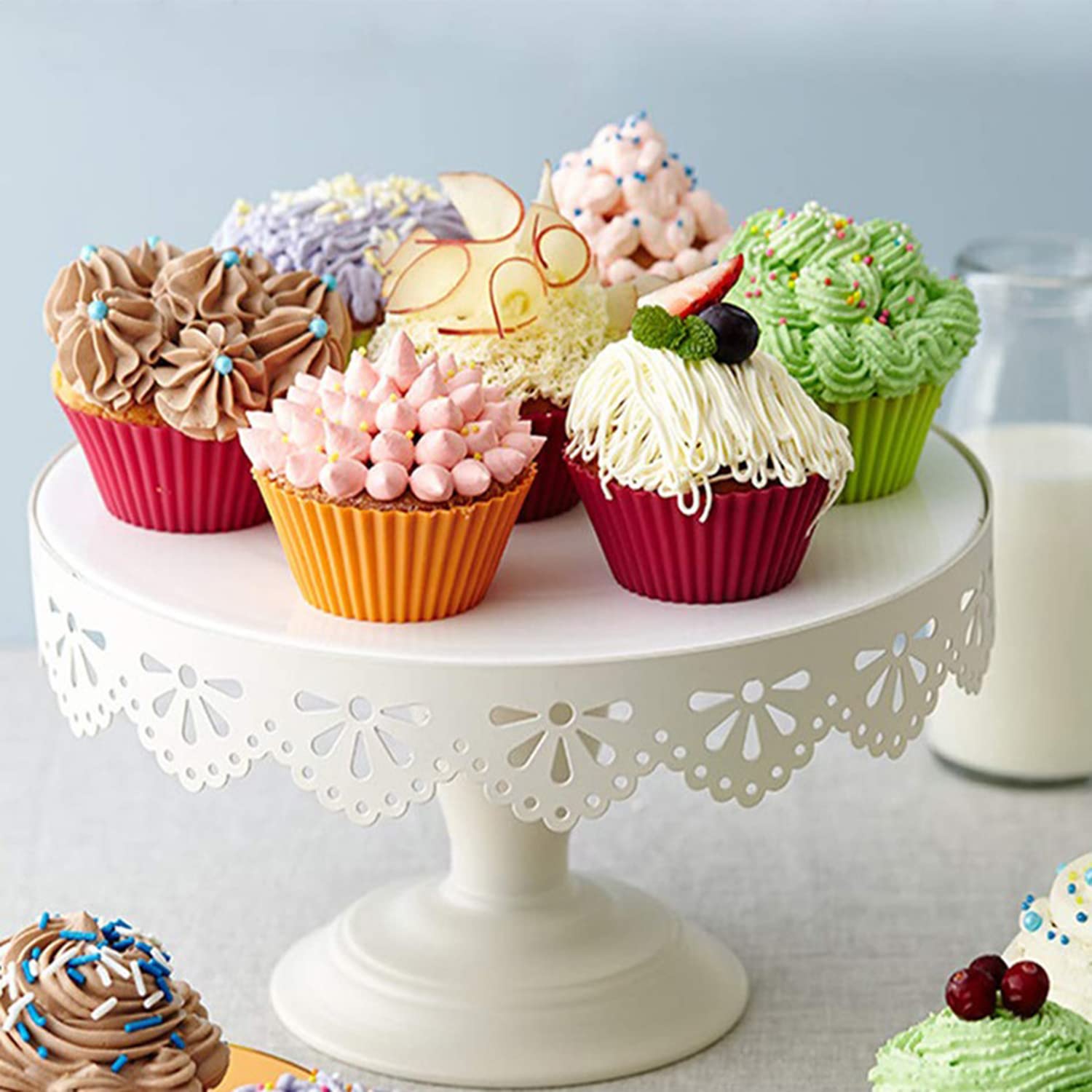 Reusable Silicone Baking Cups - 5-Pack Non-Stick Cupcake Muffin Liners & Cake Molds, Perfect for Baking, Meal Prep, and Lunch Box Dividers - Utoolmart Silicone Cupcake Baking Cups Set
