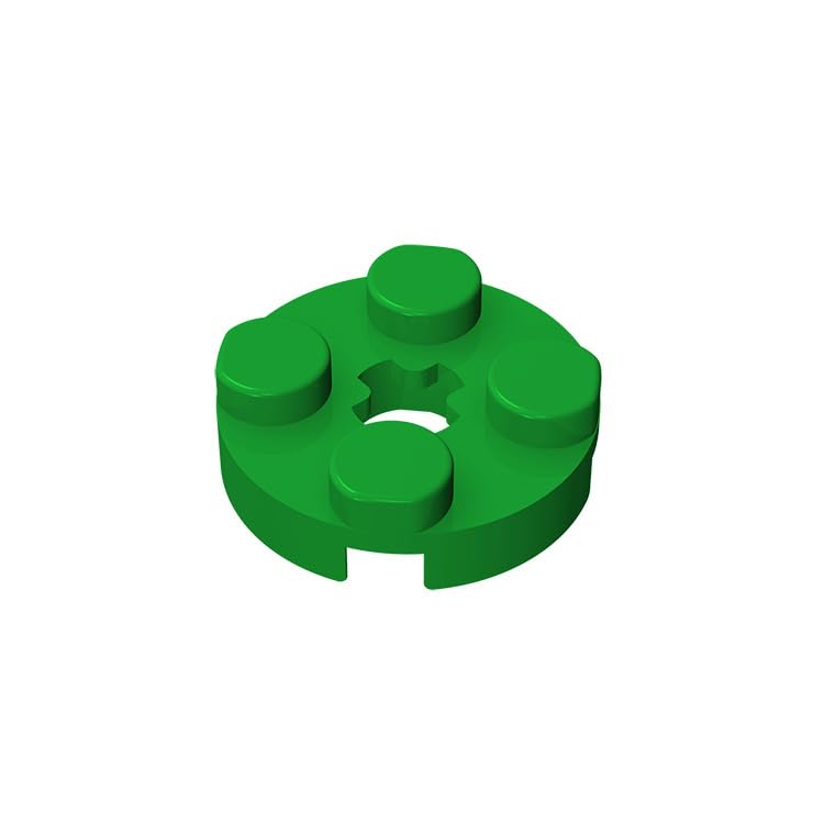 300 Piece Green Classic 2x2 Round Building Plate with Axle Hole - Bulk Lego-Compatible Bricks (4032) for Kids, DIY Projects & Creative Play