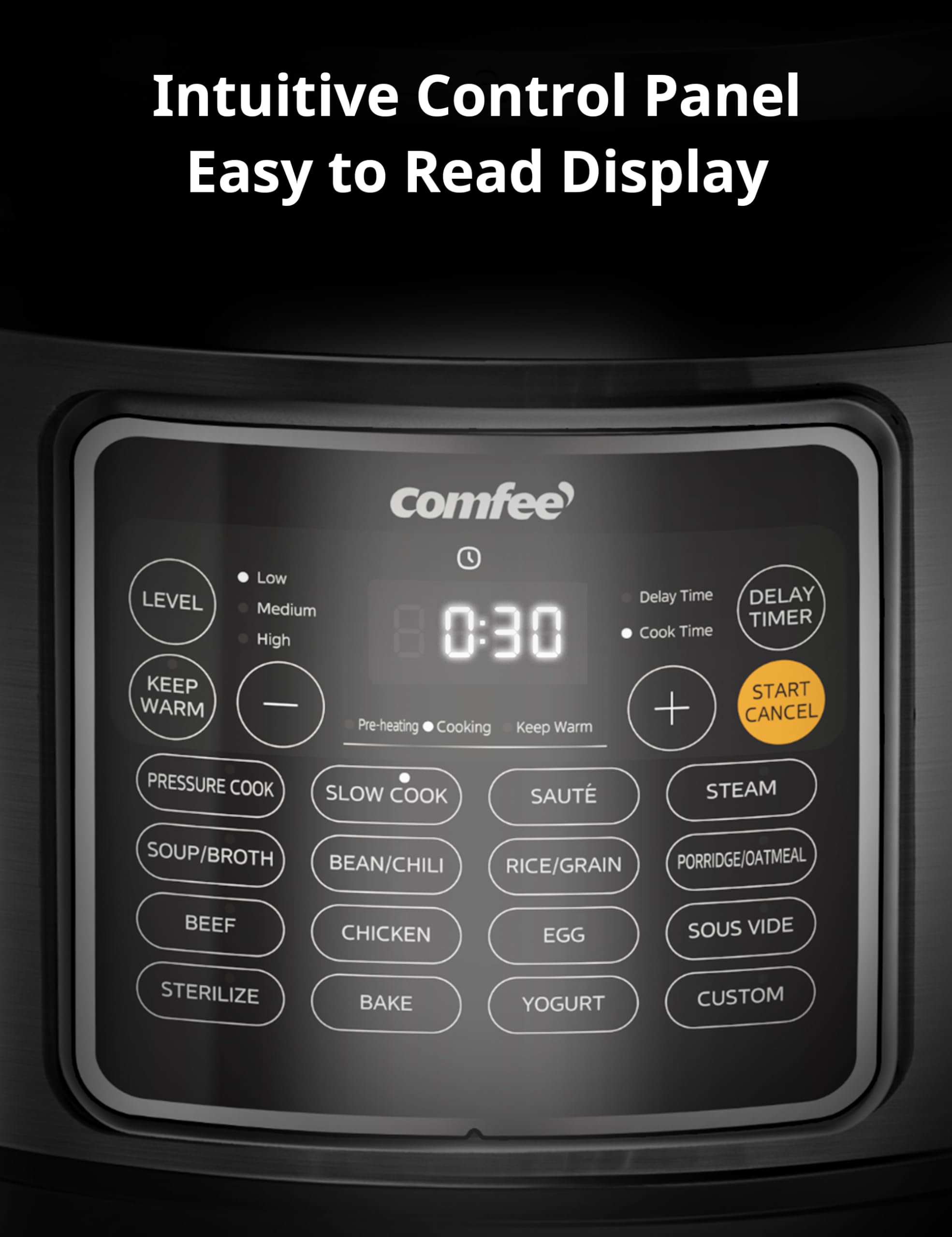 COMFEE’ 8 Quart Electric Pressure Cooker with 16-in-1 Multi-Cooker Functions, Non-Stick Ceramic Inner Pot for Rice, Yogurt, Slow Cooking & Sautéing - Perfect for Meal Prep, Family Dinners & Healthy Cooking