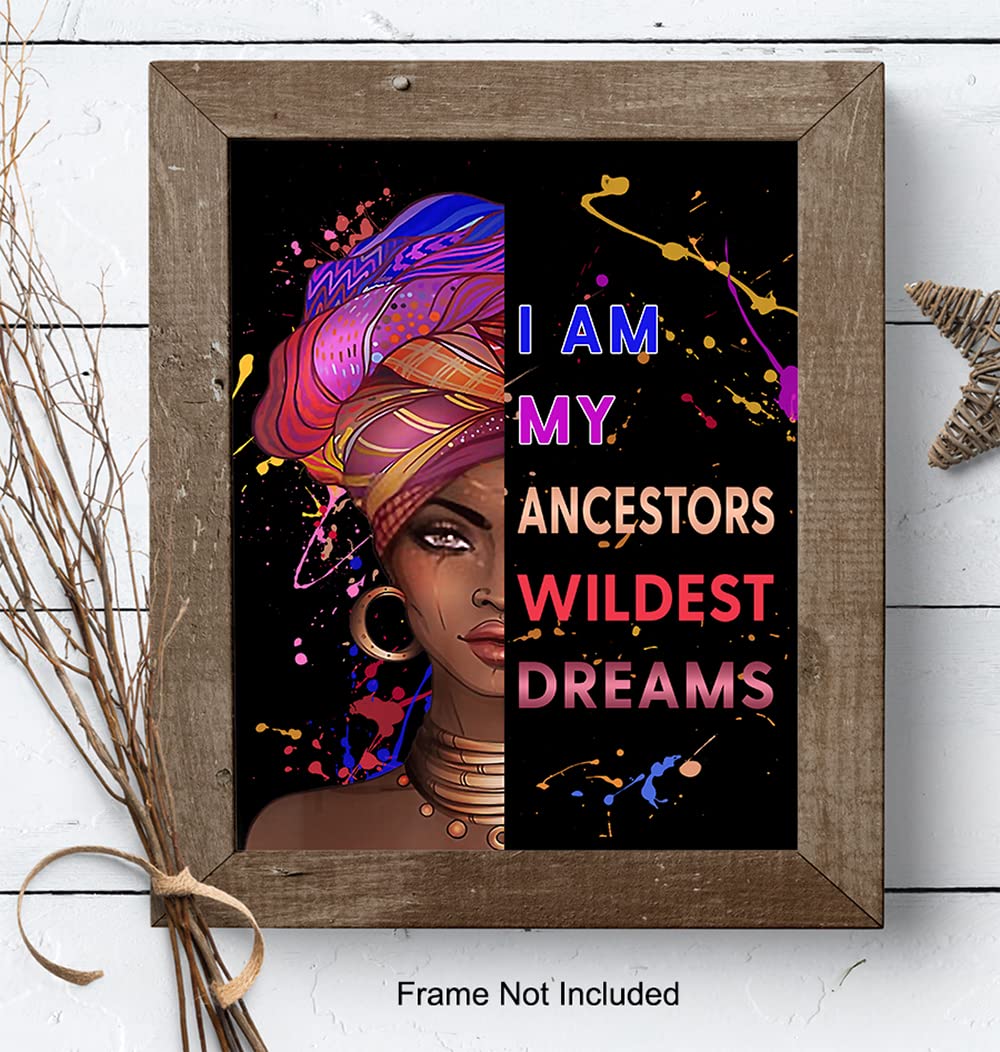 Black Art Wall Decor - Afro American Inspirational Quotes Poster for Bedroom & Office
