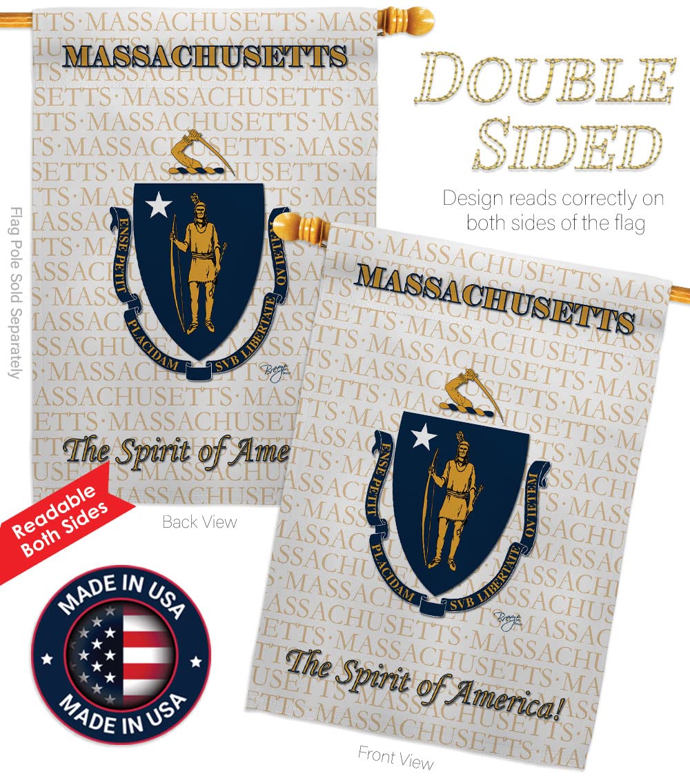 Massachusetts Americana House Flag Set 28x40