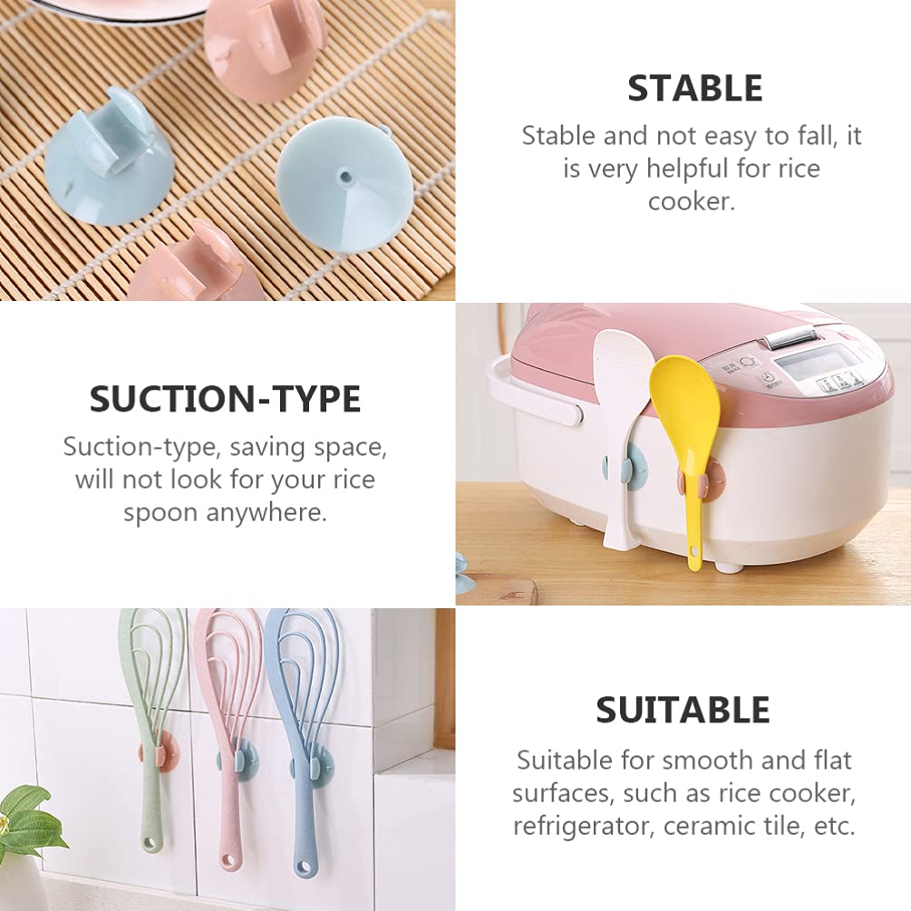Luxshiny 4-Piece Spoon Display Stand Storage Rack - Wall-Mounted Suction Spoon Holder, Rice Spoon Rest & Paddle Organizer for Kitchen - Perfect for Organizing Utensils by Stove or Sink
