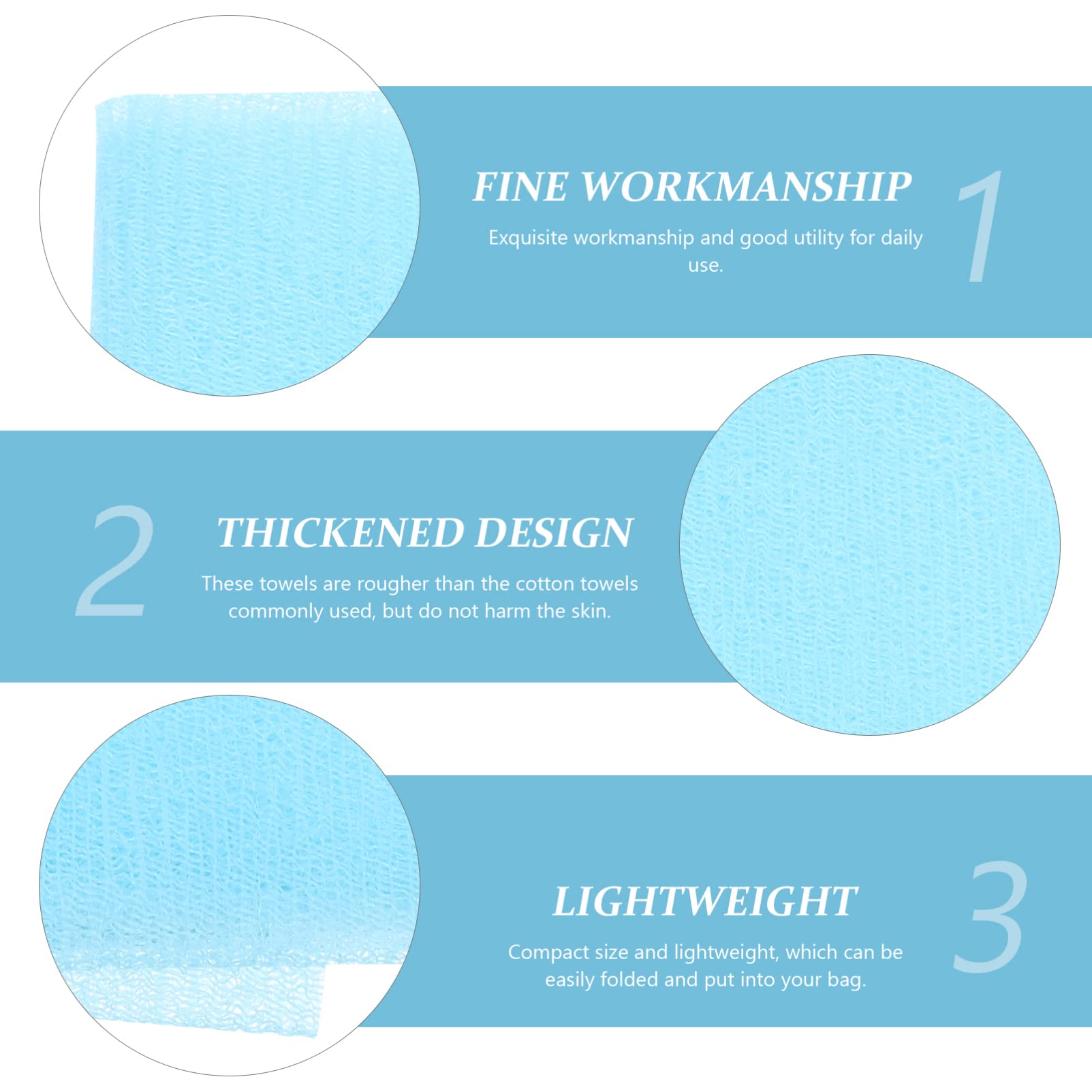 SOLUSTRE 3-Pack Exfoliating Back Scrubber - Long Strip Loofah Bath Towel with Handle for Deep Cleansing | Shower Body Brush & Bath Scrubber for Men & Women | Perfect for Spa, Exfoliation & Back Acne Care