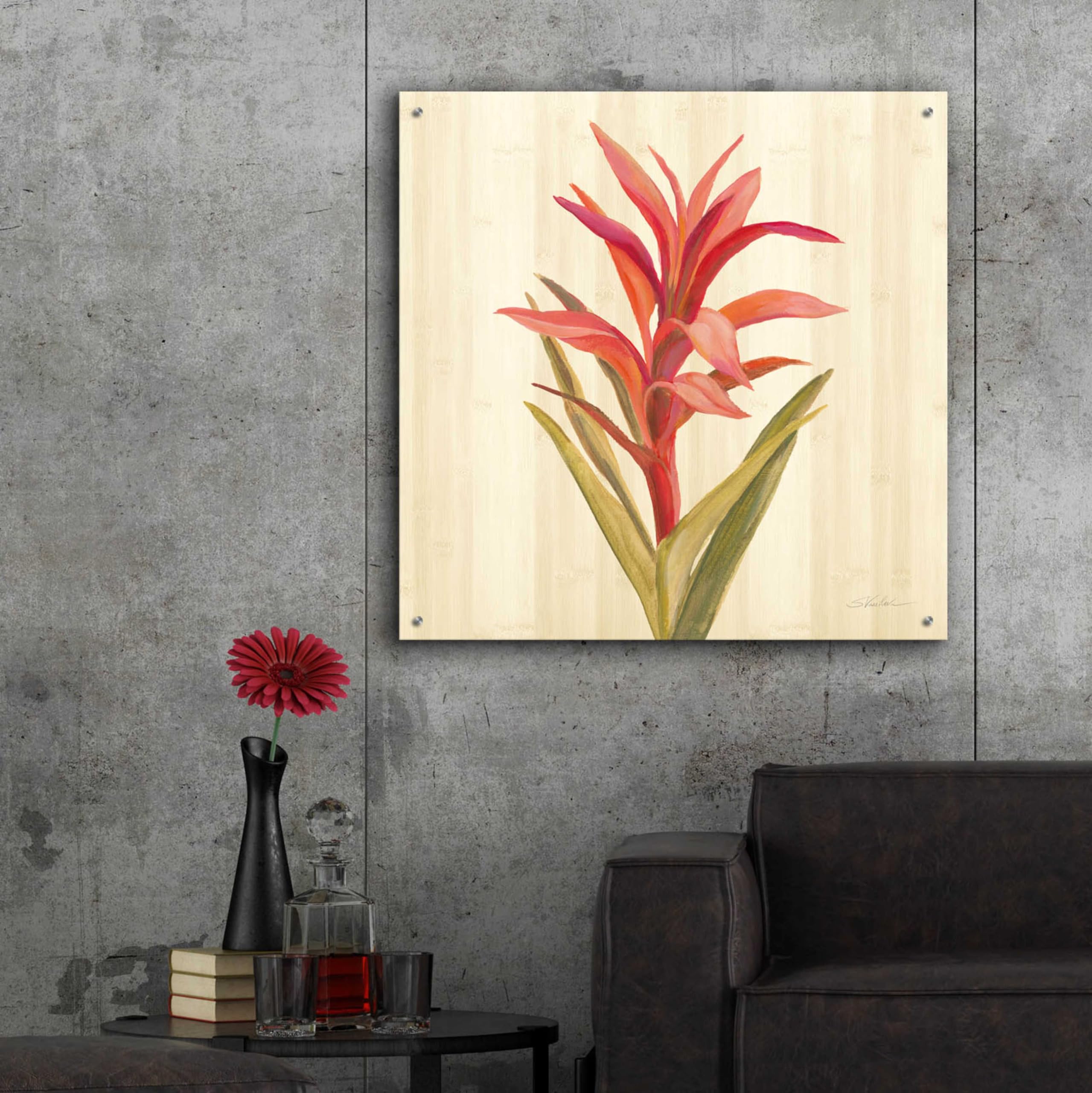 Silvia Vassileva Tropical Garden III Acrylic Glass Wall Art - 36x36 Inch Modern Abstract Painting for Living Room, Bedroom & Office Decor