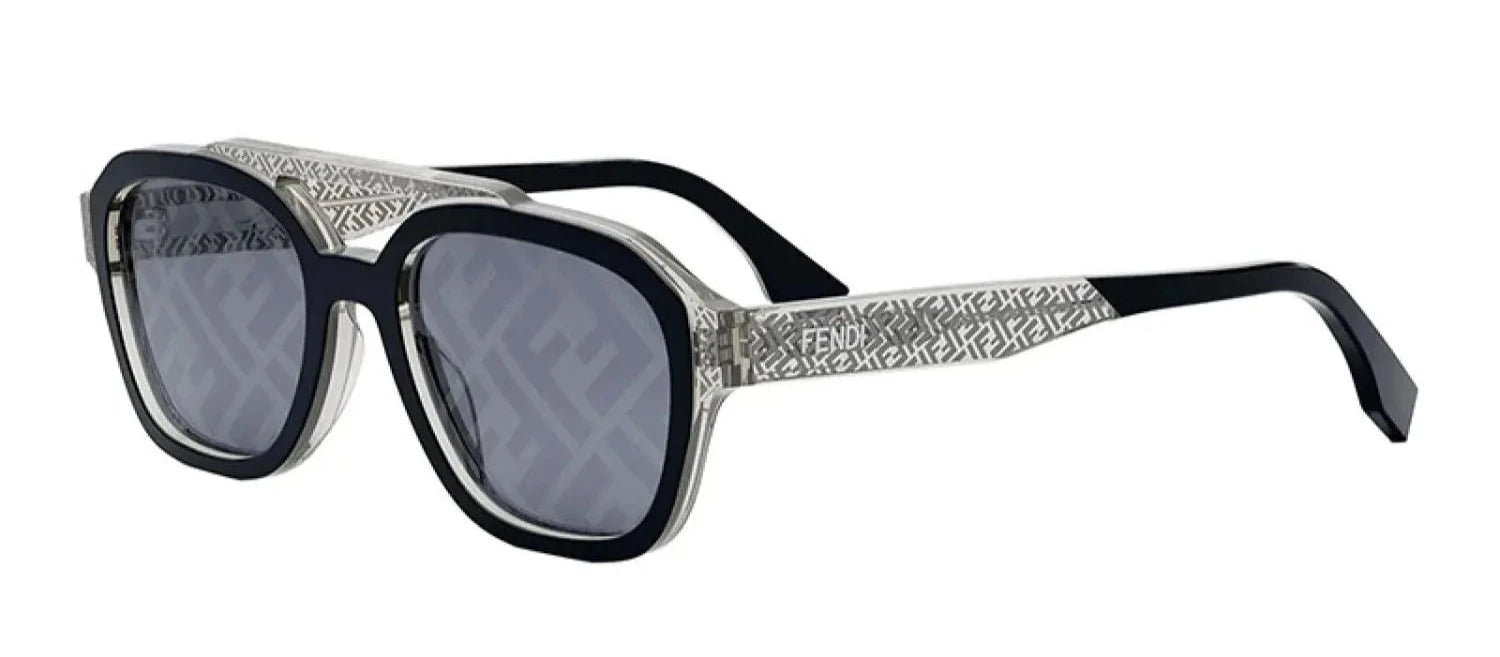 Fendi FE40076U Blue Logo Aviator Sunglasses with Mirrored Lenses - Stylish UV Protection for Driving, Beach & Outdoor Activities