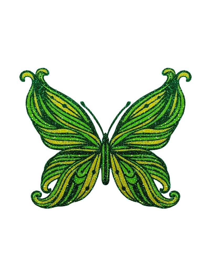 Comet Busters Glitter Green Butterfly Temporary Tattoo Stickers - Waterproof Fake Body Art for Kids & Adults - Perfect for Parties, Festivals & Costume Events (BT095)