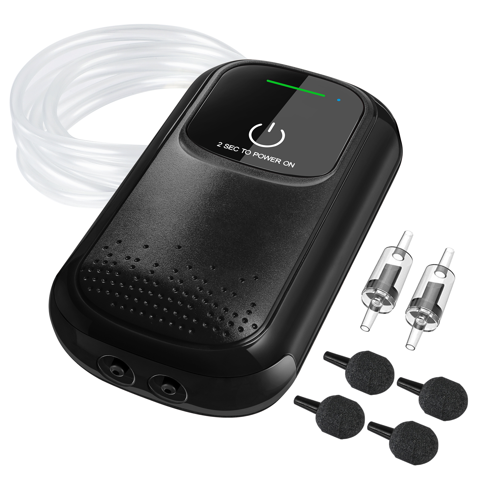 KEDSUM Rechargeable Aquarium Air Pump - 2 Pack Portable Fish Tank Aerator with Dual Outlets | For Home Aquariums, Outdoor Fishing, Fish Transportation & Emergency Power Outages