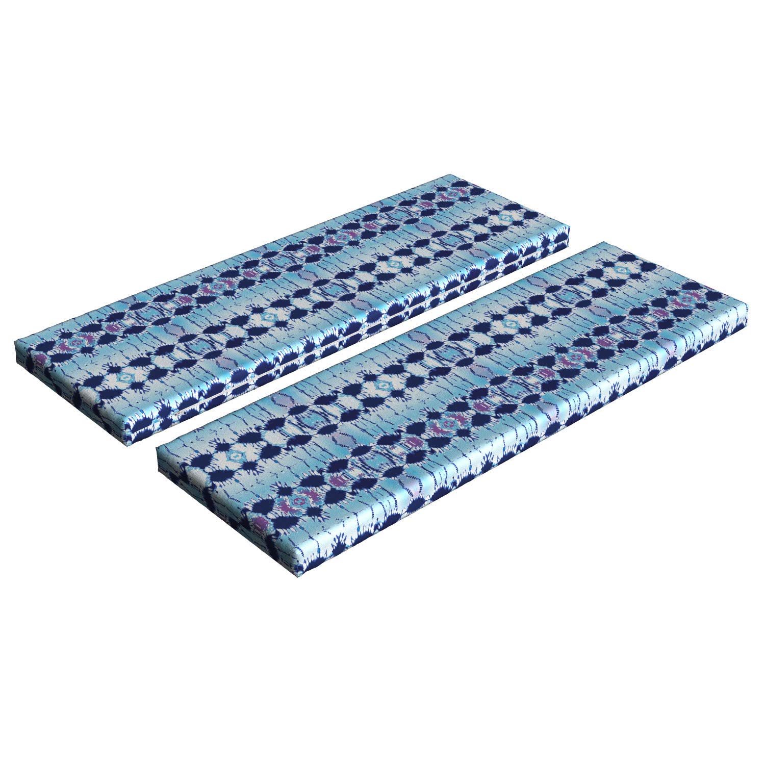 Ambesonne 2-Piece Ethnic Bench Cushion Set - Blue Psychedelic Batik Design, 45