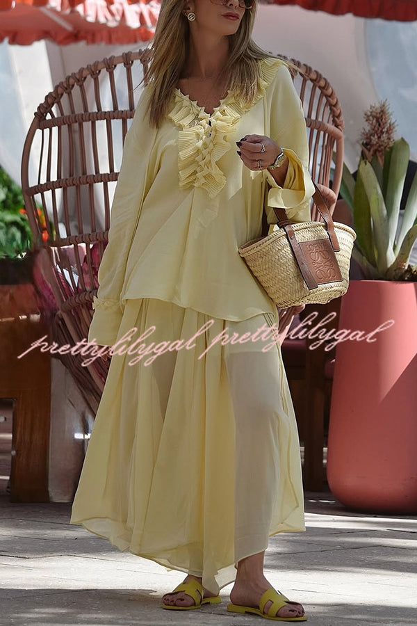 Breathable Solid Color Elastic Waist Drawstring Maxi Skirt for Women - Perfect for Summer, Beach, Travel & Casual Outfits